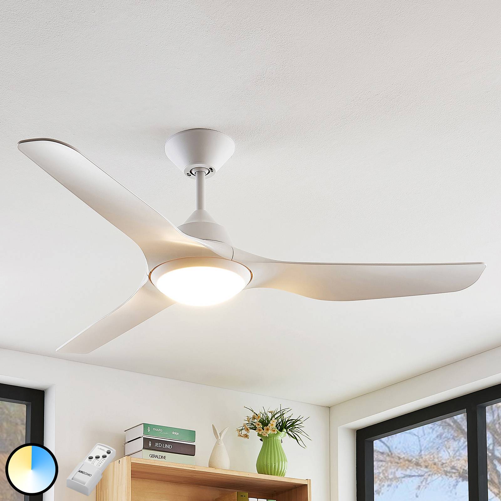Starluna Pira LED ceiling fan, 3 blades, white