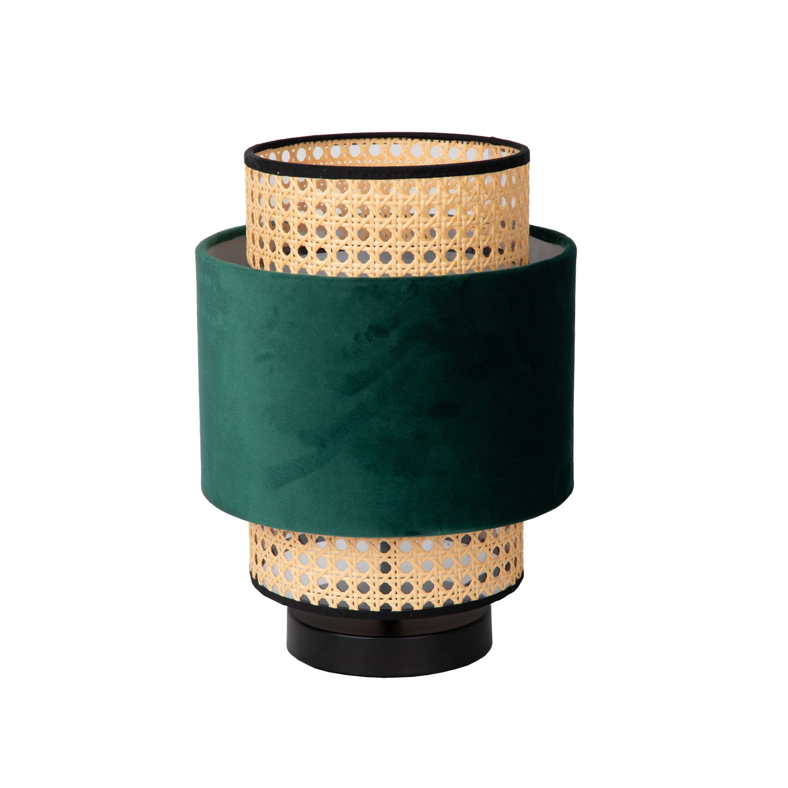Tafellamp Javor, rotan kap, groen, Ø 23 cm