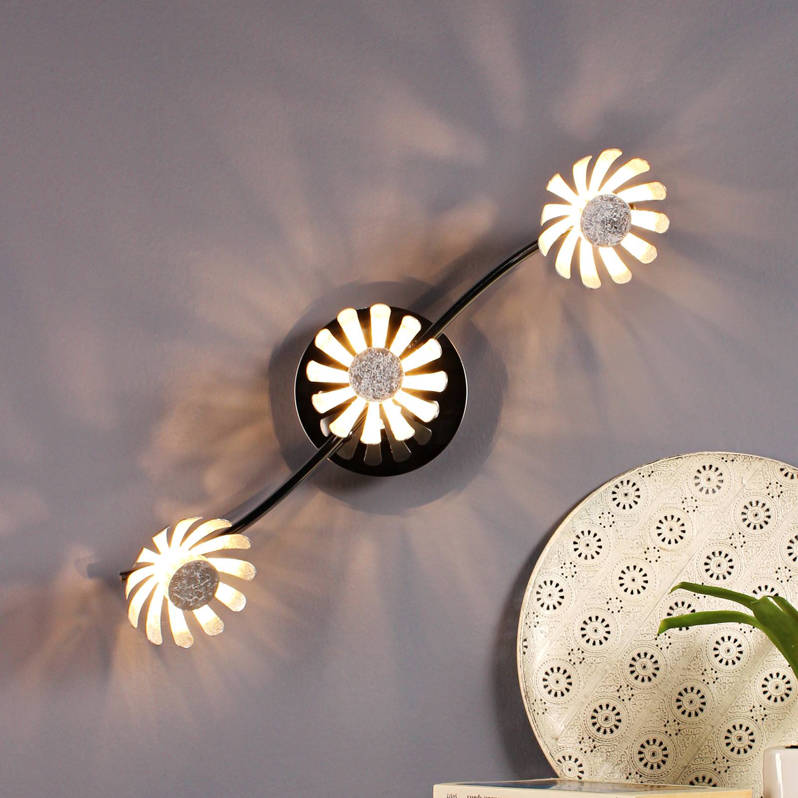 Eco-Light LED-vägglampa Bloom 3 lampor silver