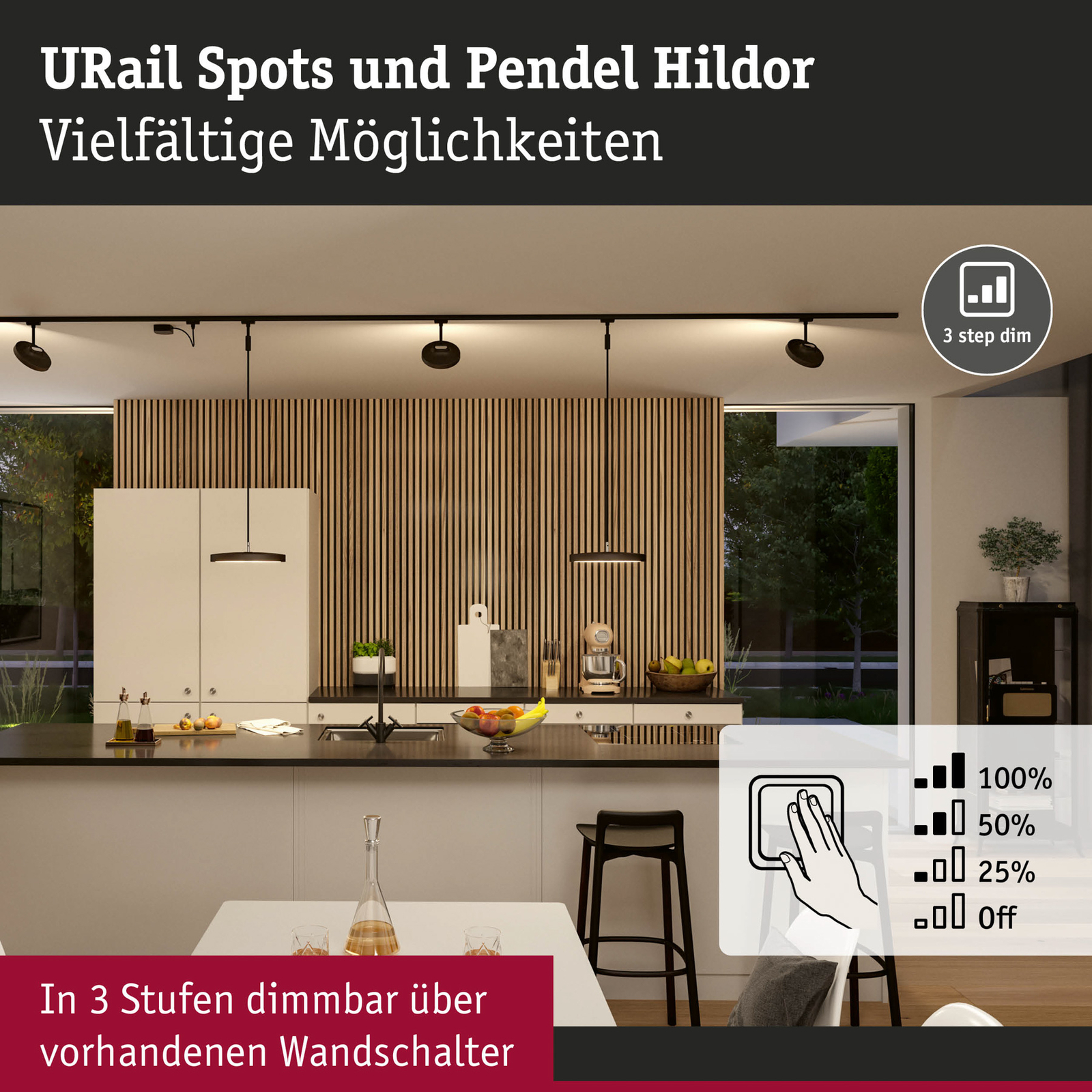Paulmann URail Hildor LED-Pendel 3.000K schwarz