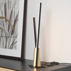 Panagria LED galda lampa, melna ar koka detaļām