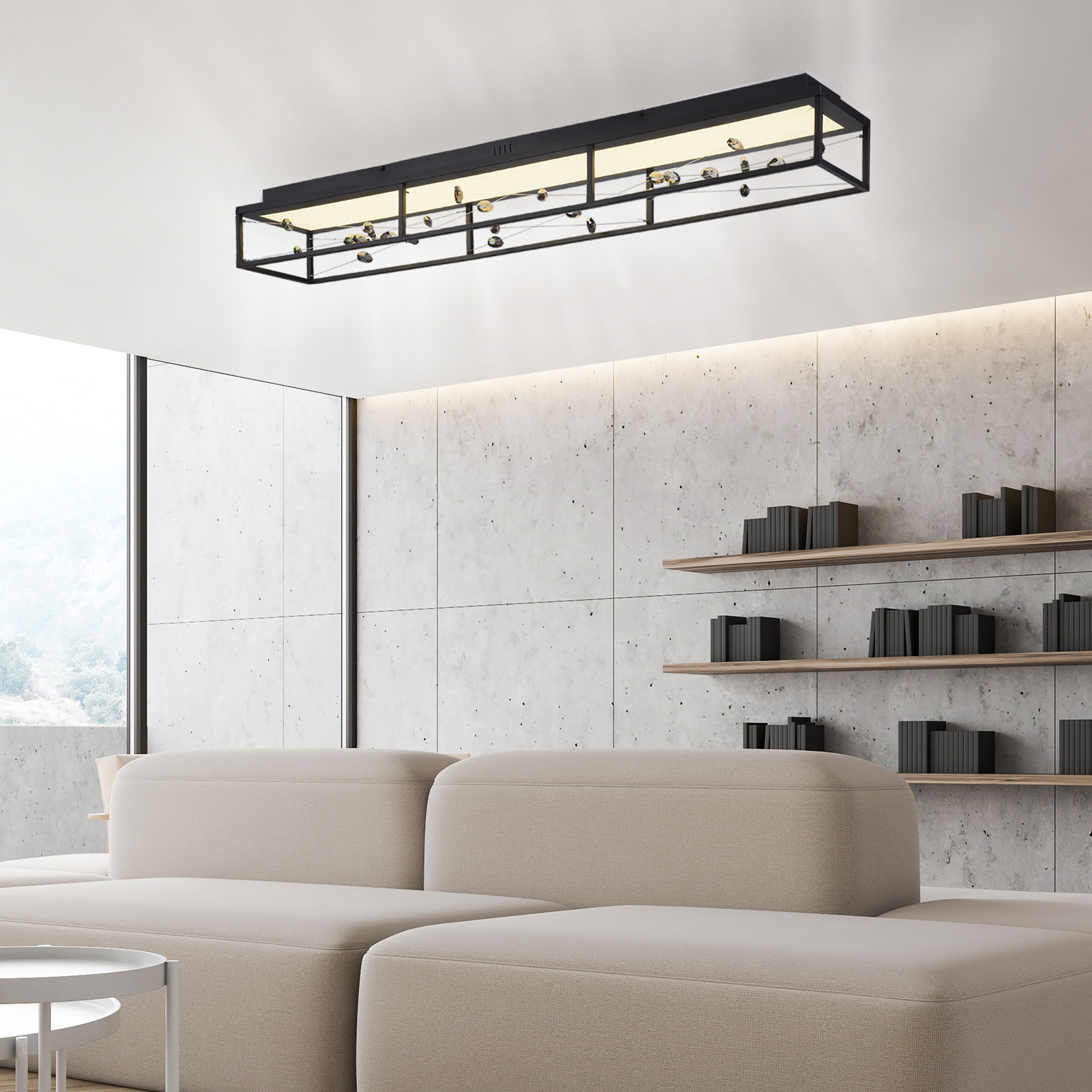 LED lubų šviestuvas „SKINA“, juodos spalvos, 112 cm, CCT, reguliuojamas, su LED lubų šviestuvas „SKINA“, juodos spalvos, 112 cm, CCT, reguliuojamas, su