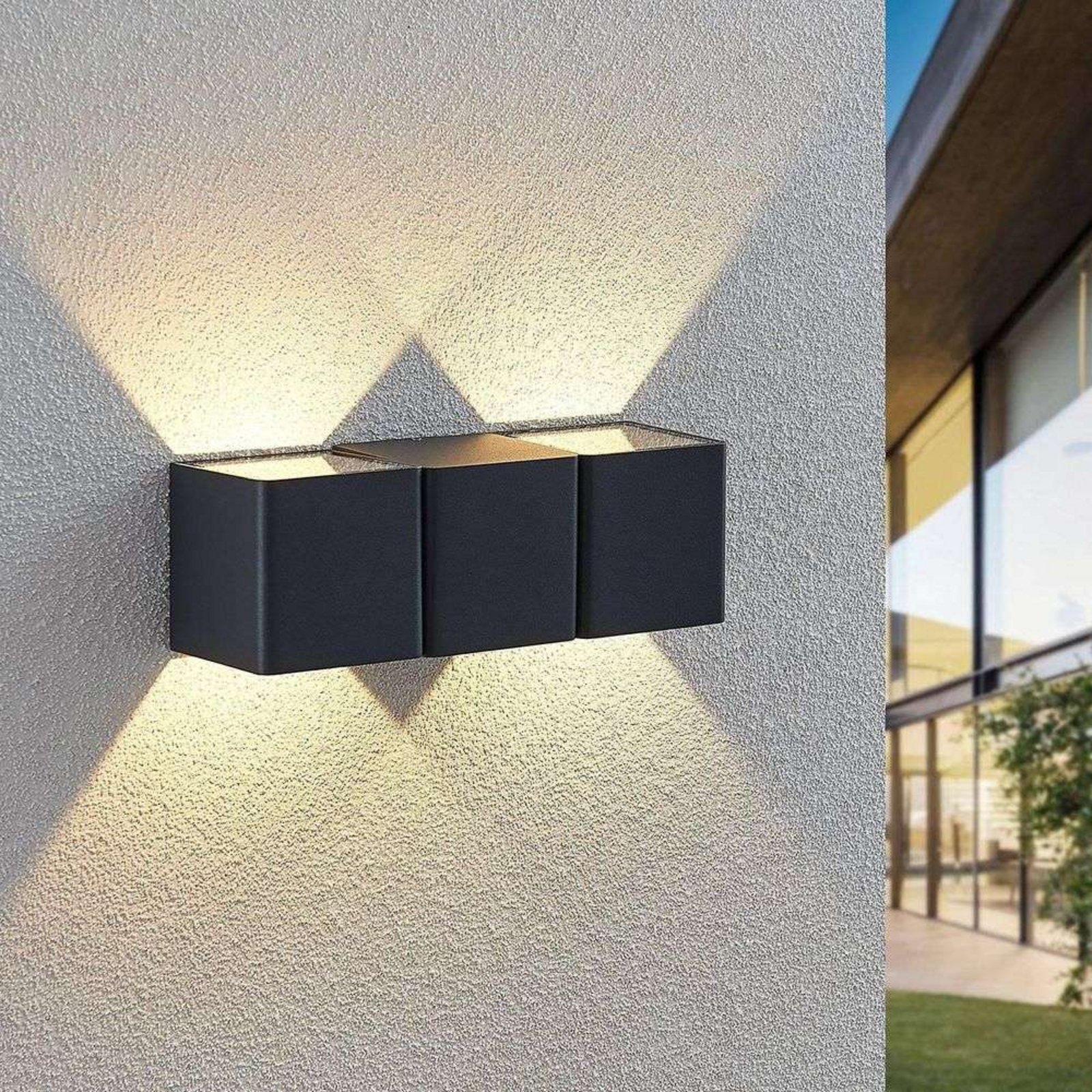 Niclas Square LED Aplica de Exterior Dark Grey - Lindby