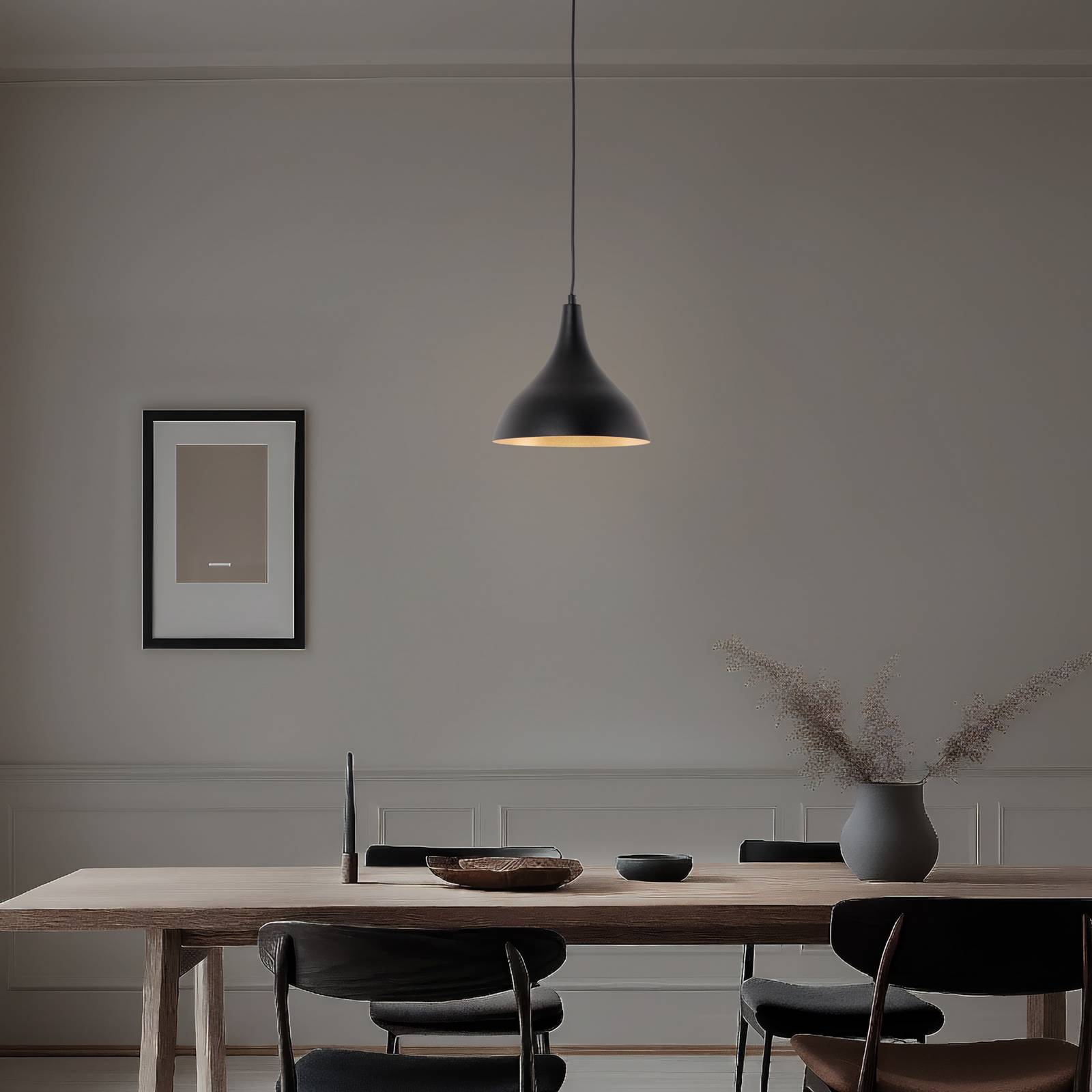 Hängeleuchte Berceste, schwarz/kupfer, Ø 22 cm, Eisen günstig online kaufen