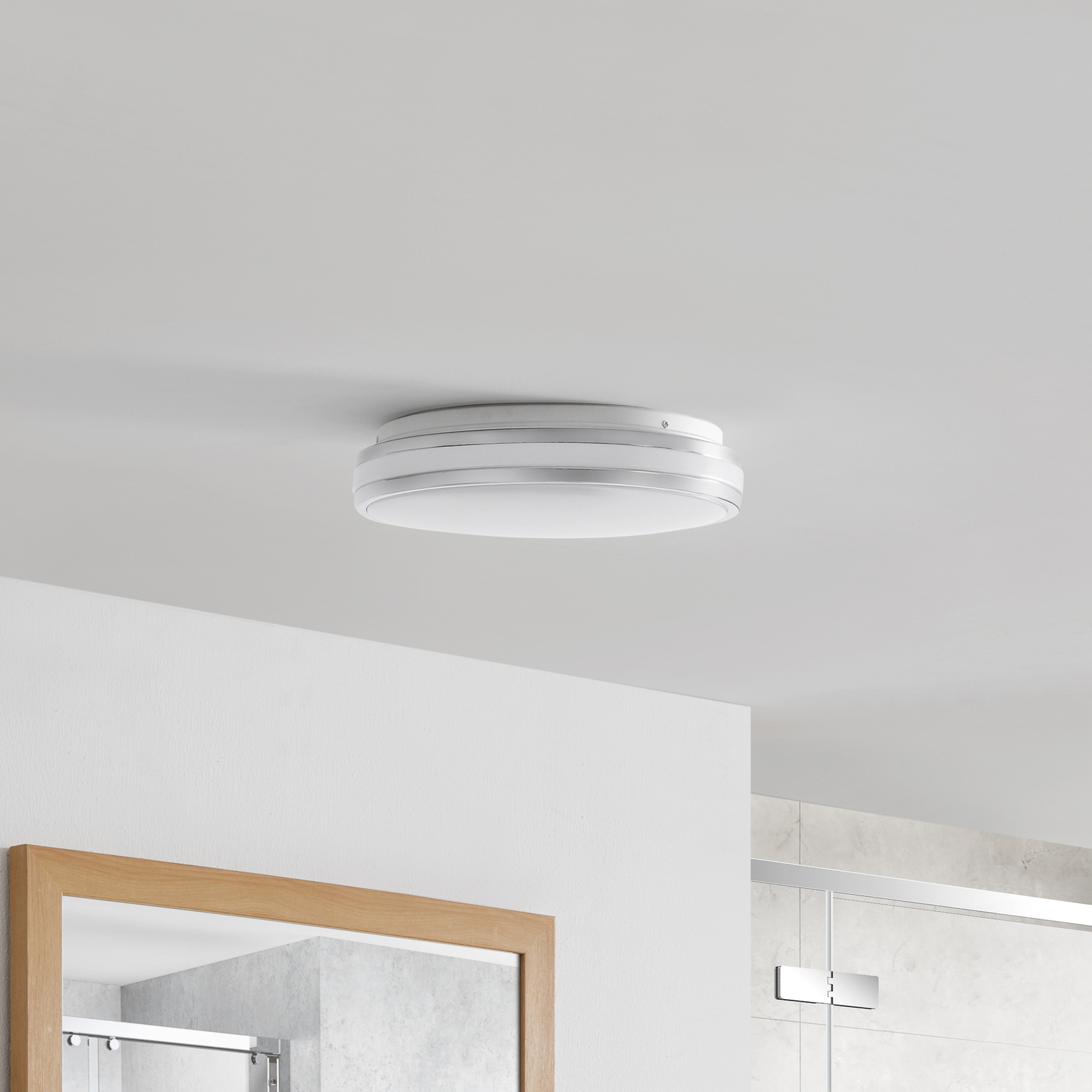 Arcchio Sinovu LED bathroom ceiling lamp, chrome, 34 cm