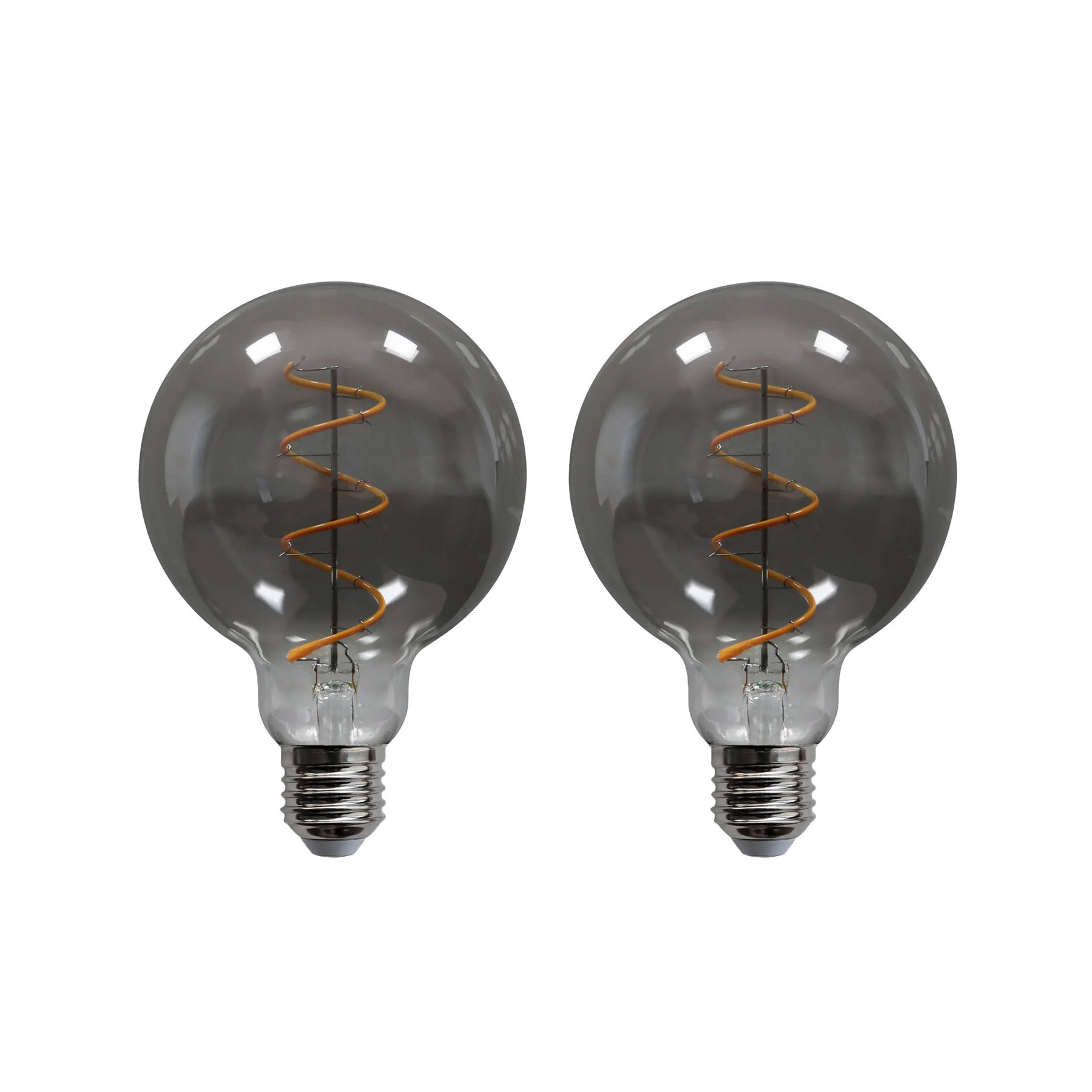 E27 3,8W LED-Globelampe, G95, 1800K, smoke 2er-Set