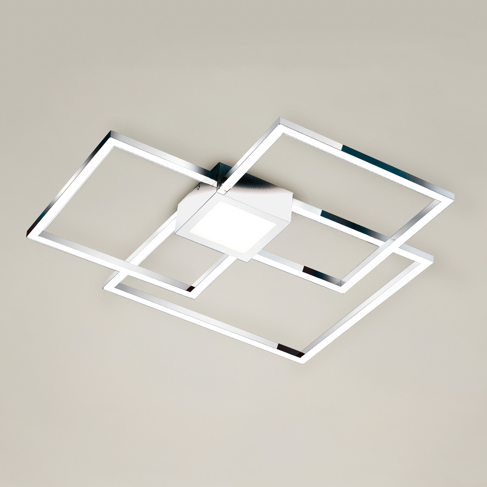 LED-Deckenleuchte Hydra, 4.000K chrom, 3 Quadrate