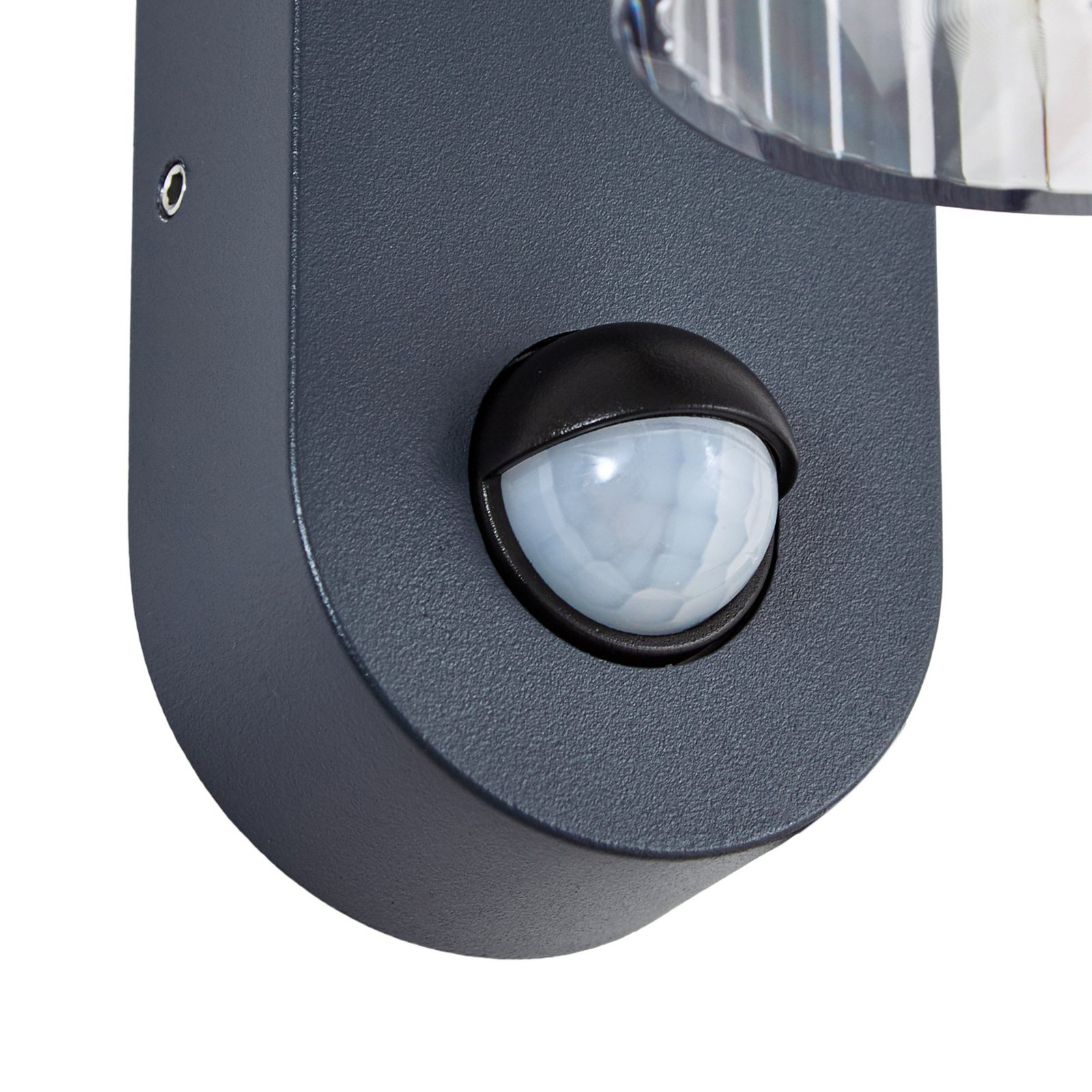 Lindby utendørs vegglampe Kaliro, antrasitt, 24 cm, IP54, sensor