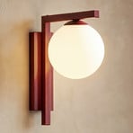 Wandleuchte Zac, opal/weinrot, 1-flammig