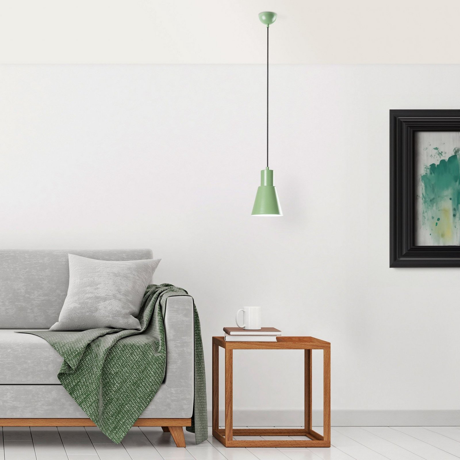 Konikkem pendant light, mint green, metal, Ø 14 cm, E27