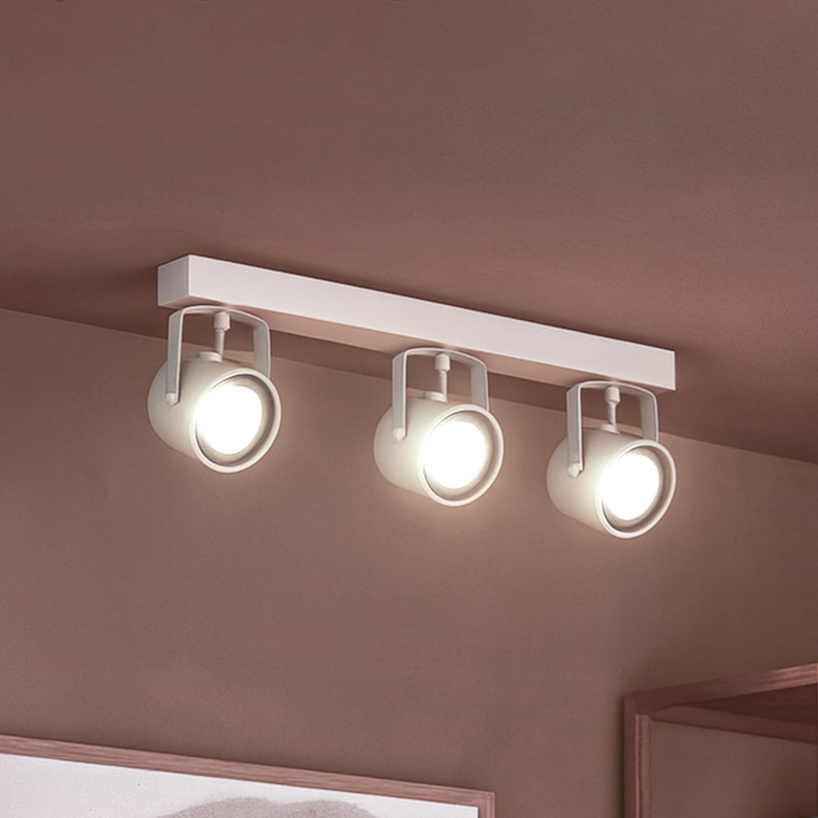 Spot pour plafond Canico, à 3 lampes, crème