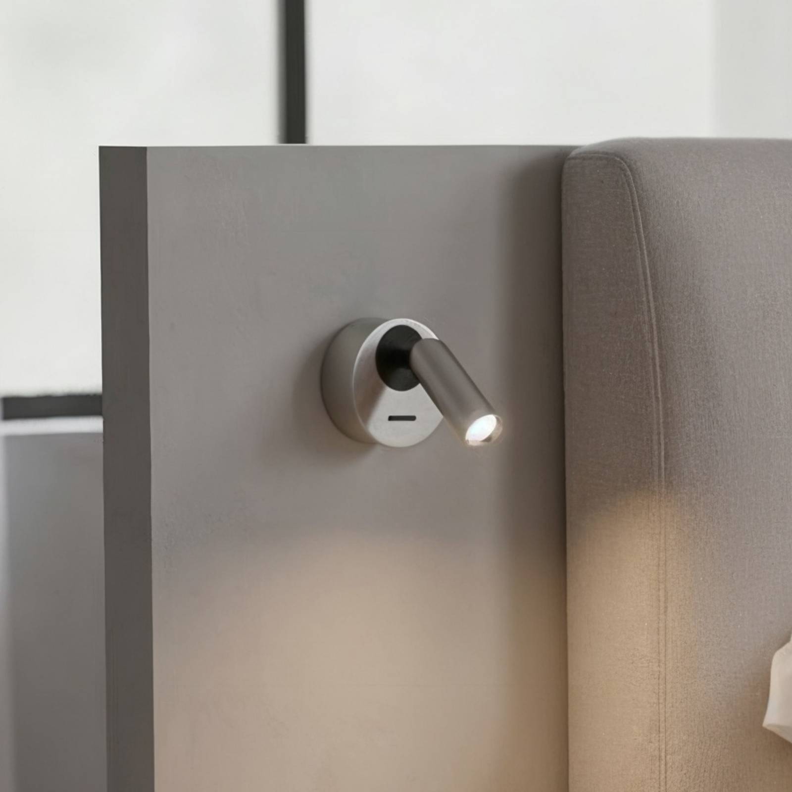 Ideallux Spot mural LED Ideal Lux Bean, Ø 7 cm, métal nickelé