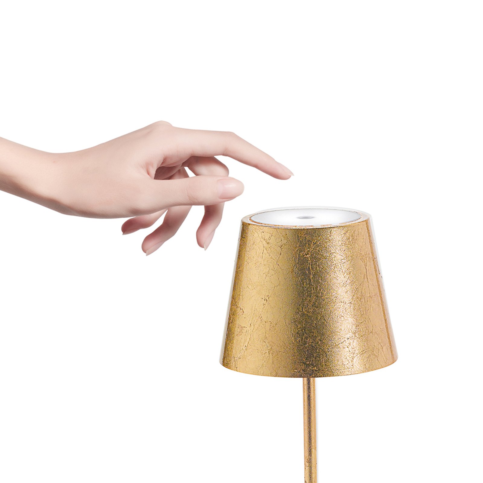Zafferano Poldina mini namizna svetilka za polnjenje v zlati barvi