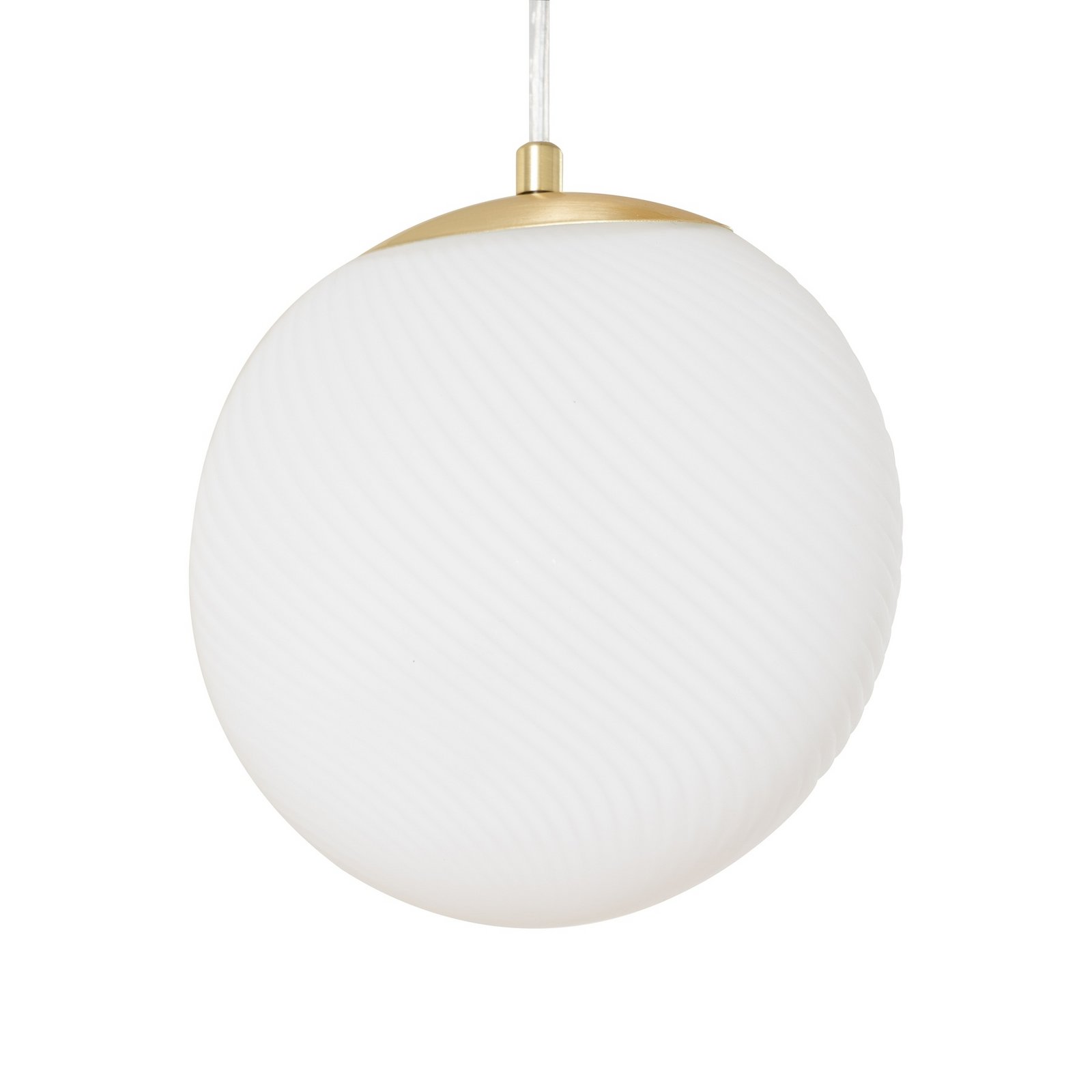 Lucande Hängeleuchte Lunelle, messing, Glas, 4-flg., Ø 40cm