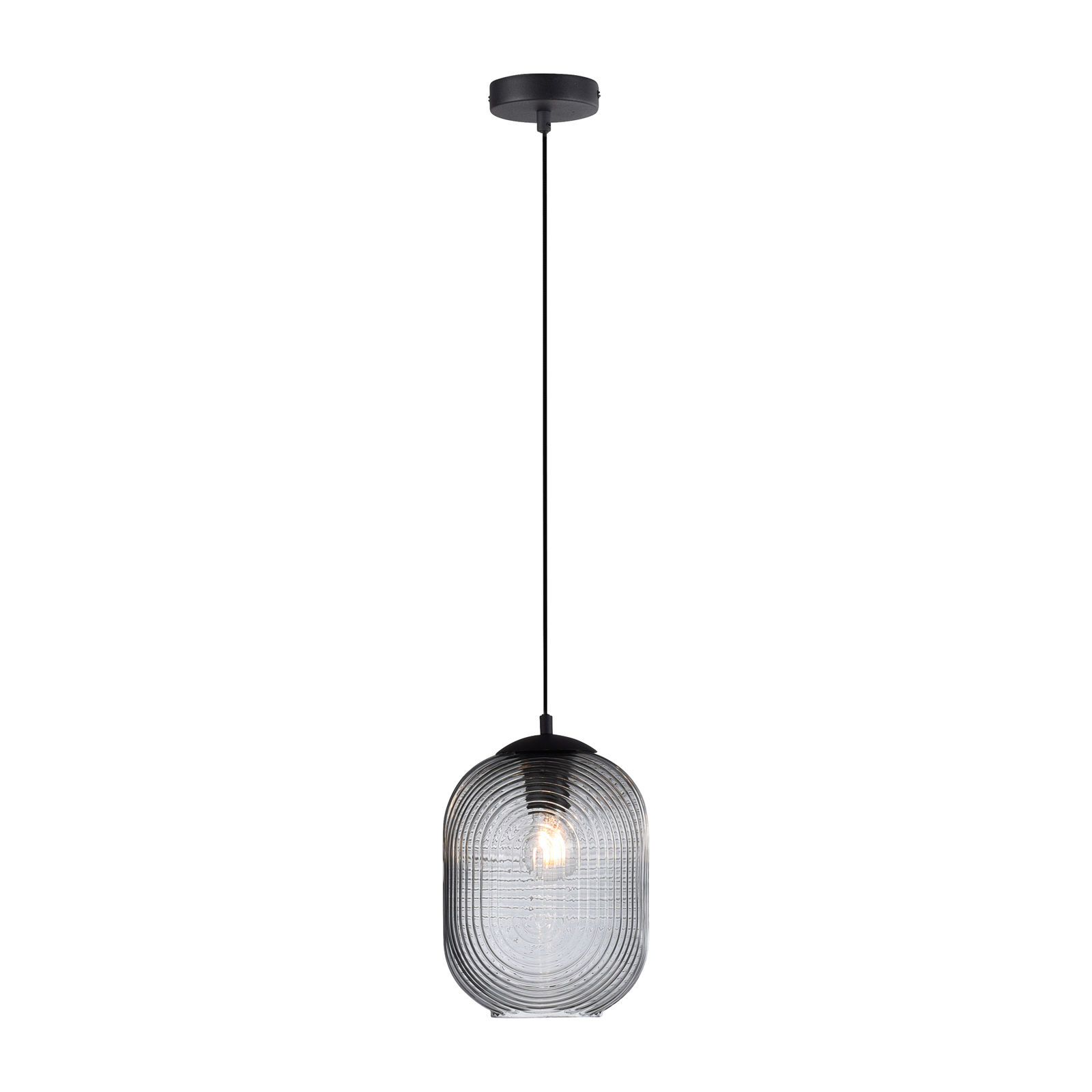 Shitake pendant light, one-bulb, smoky grey