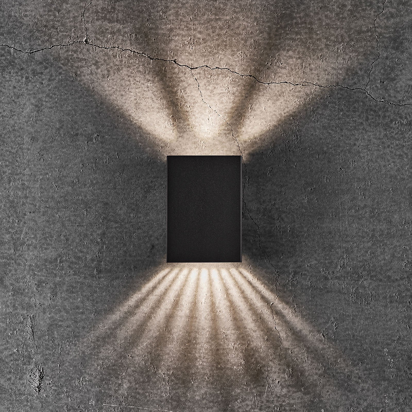 Fold LED outdoor wall light, 10 x 15 cm, black