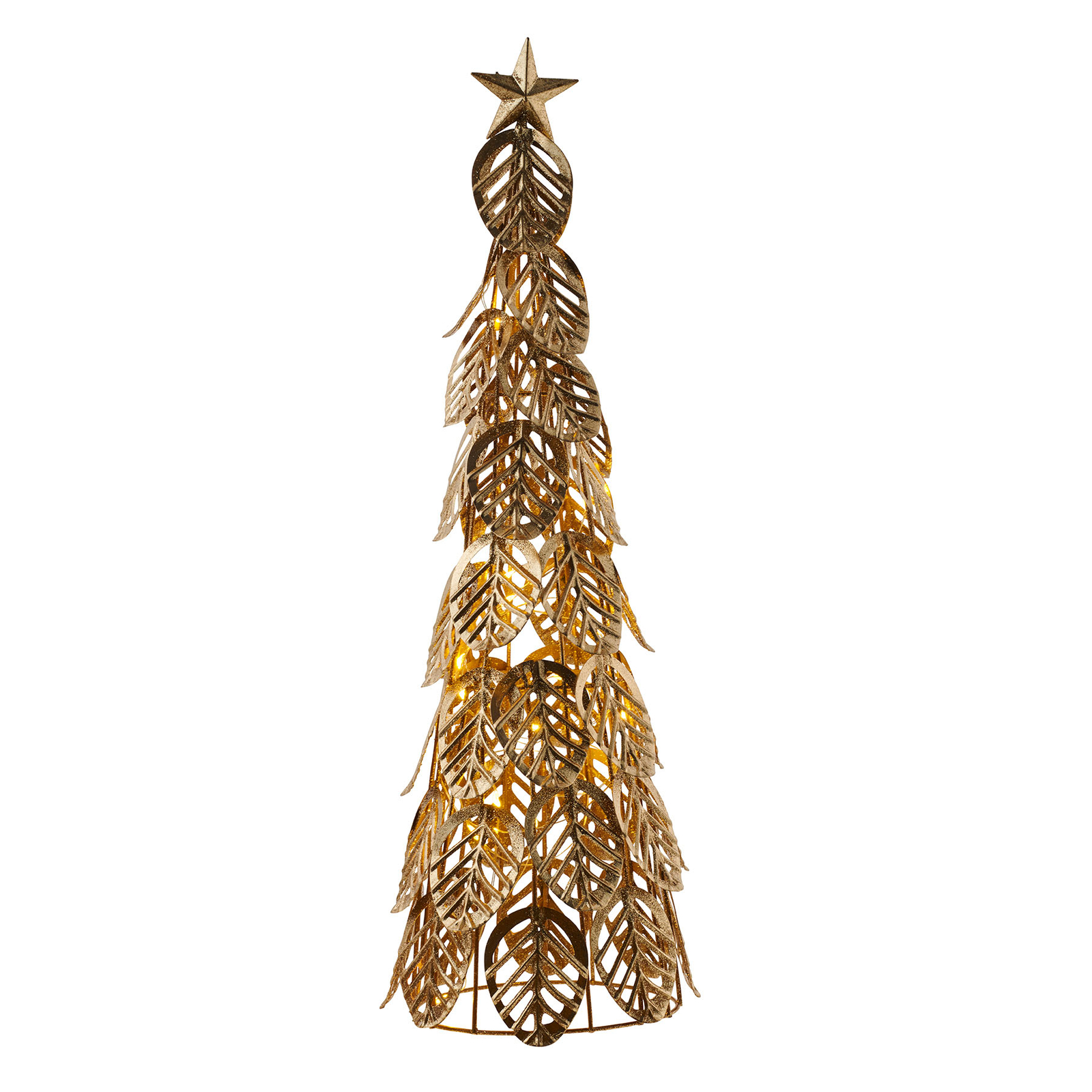 Árvore decorativa LED Kirstine, dourada, altura 43 cm