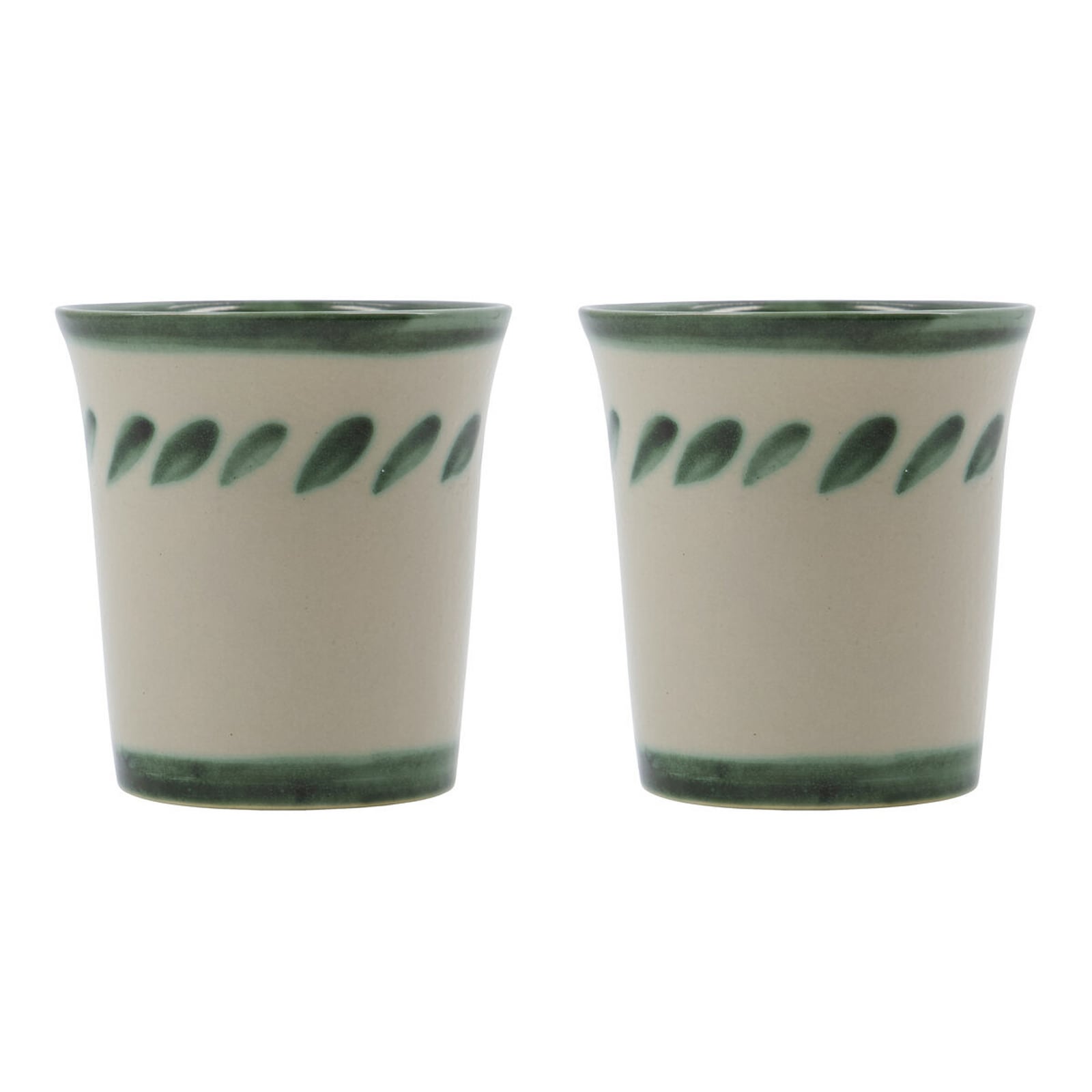 Tazza HDDiva, bianco/verde, ceramica 9 cm, set da 2 - House Doctor