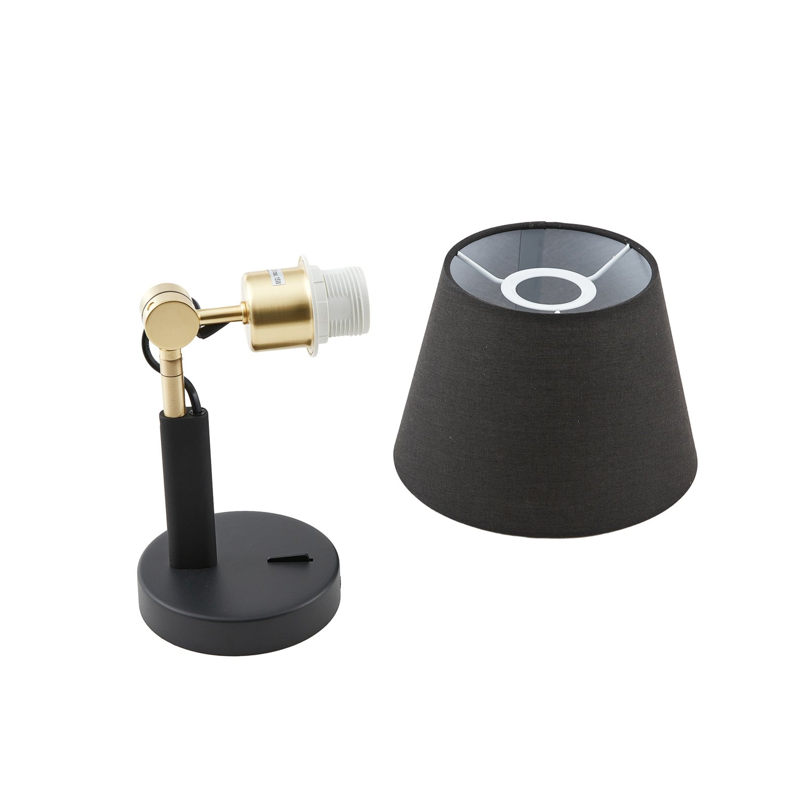 Lucande wall lamp Marvaine, black/gold-coloured, adjustable