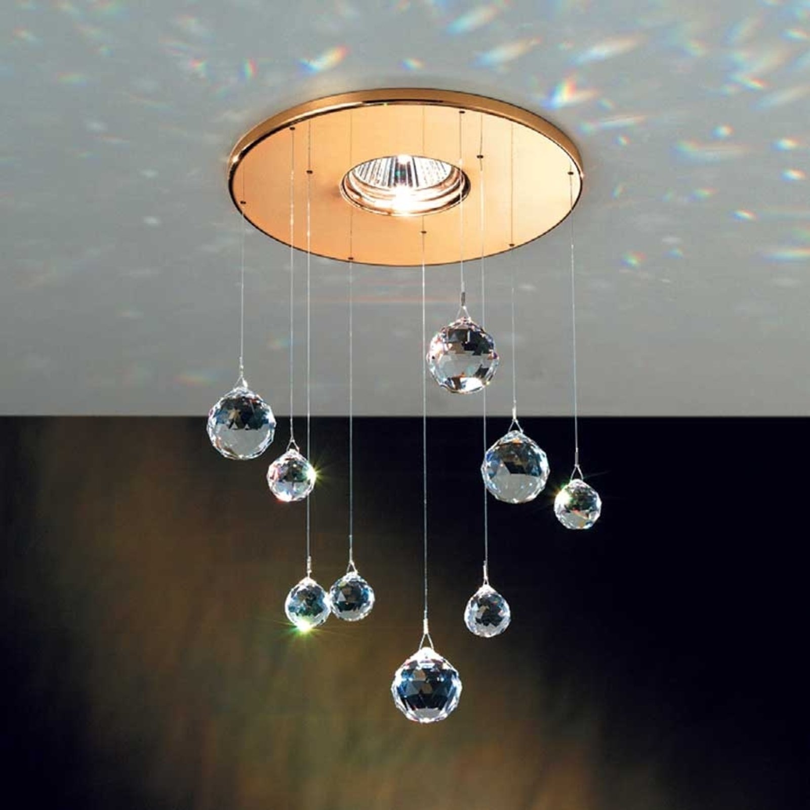 Feng Shui downlight with Swarovski elements, gold