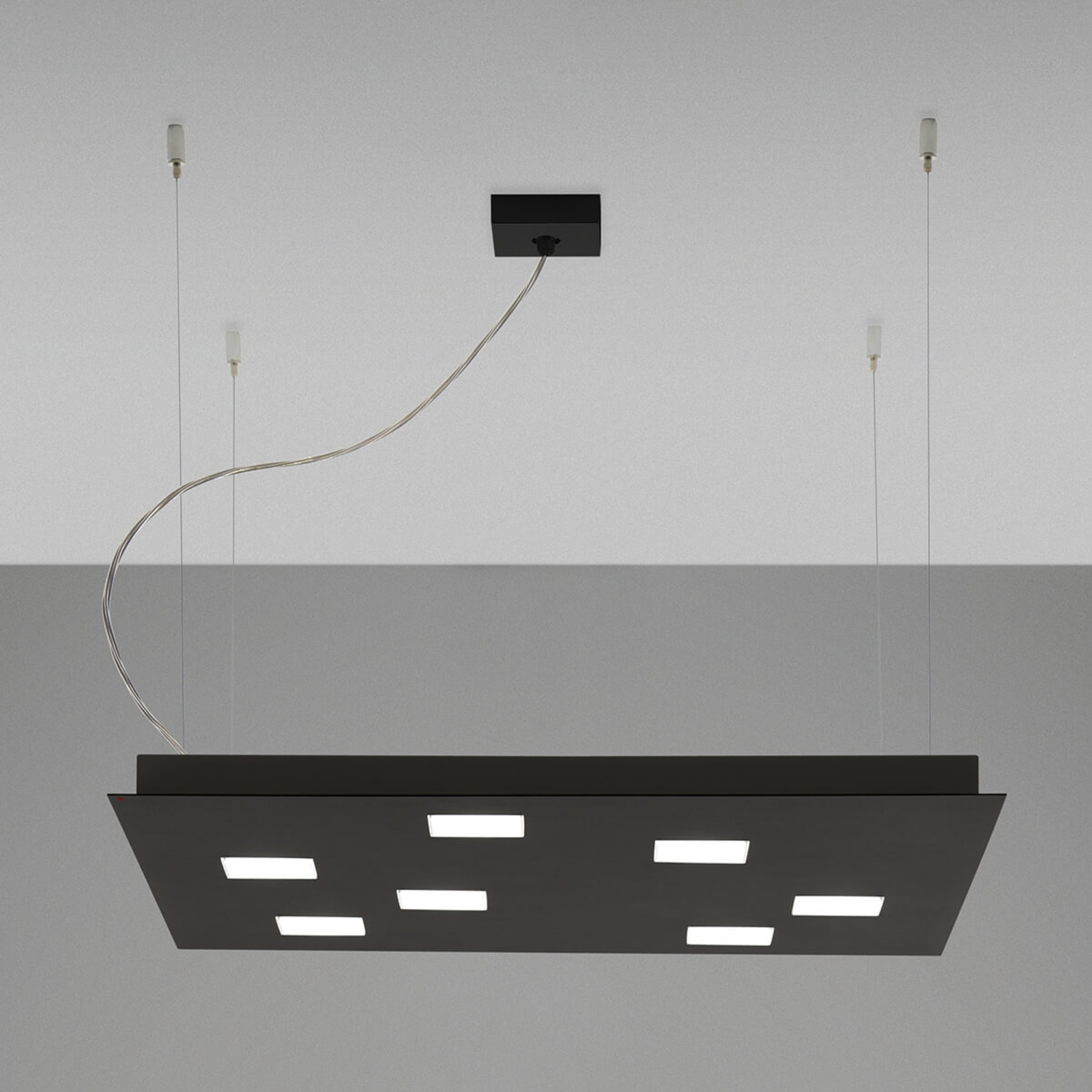 Hoekige LED hanglamp Quarter, zwart