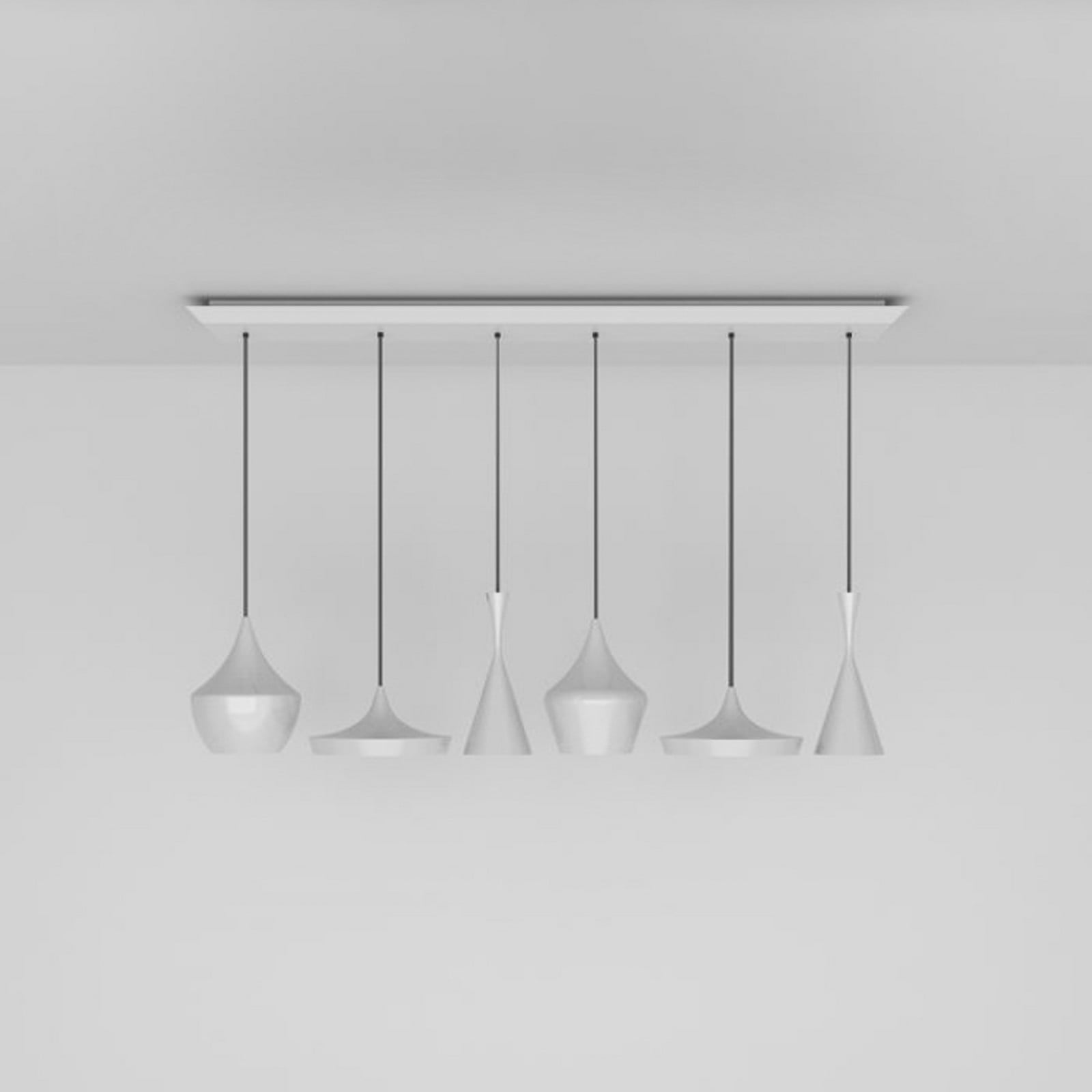 Tom Dixon Beat Range Linear Lampă suspendată 6 becuri albă - Camera de zi / sufragerie - Design - alb alamă - Metal