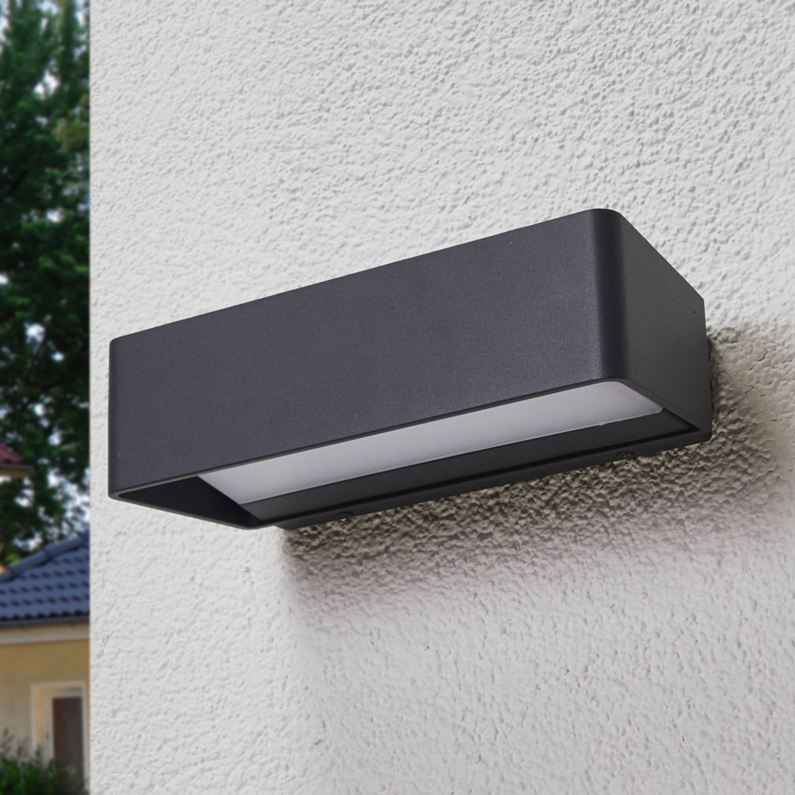 Photos - Floodlight / Street Light Lucande LED outdoor wall light Midvig, dark grey, angular, IP65 