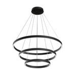 Maytoni Rim LED hanging light, 840, 3 rings, black