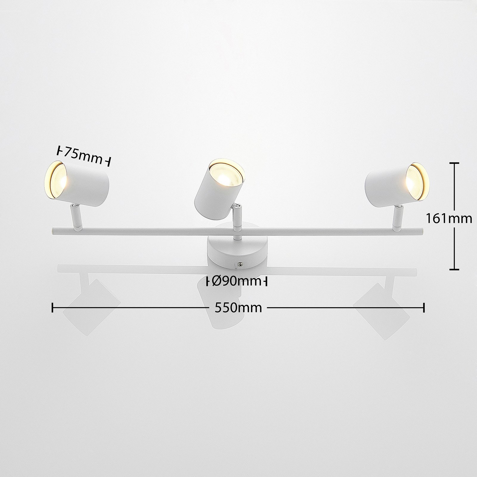 ELC Tomoki -kattovalaisin, valkoinen, 3-lamppuinen