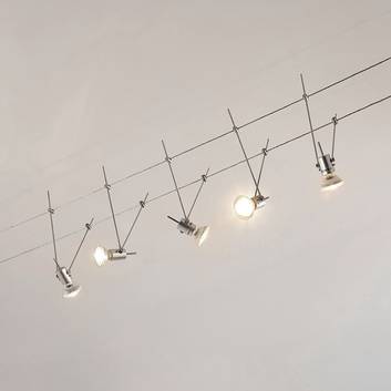 Iluminación LED sobre cable Marno, con 5 bombillas
