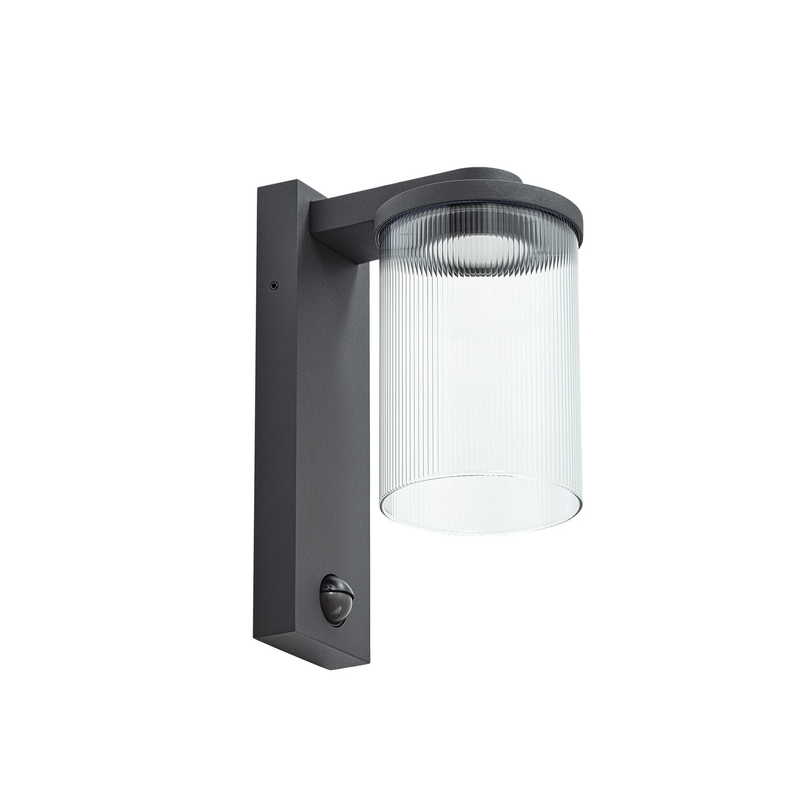 Lucande LED-Außenwandlampe Beelia Sensor anthrazit geriffelt