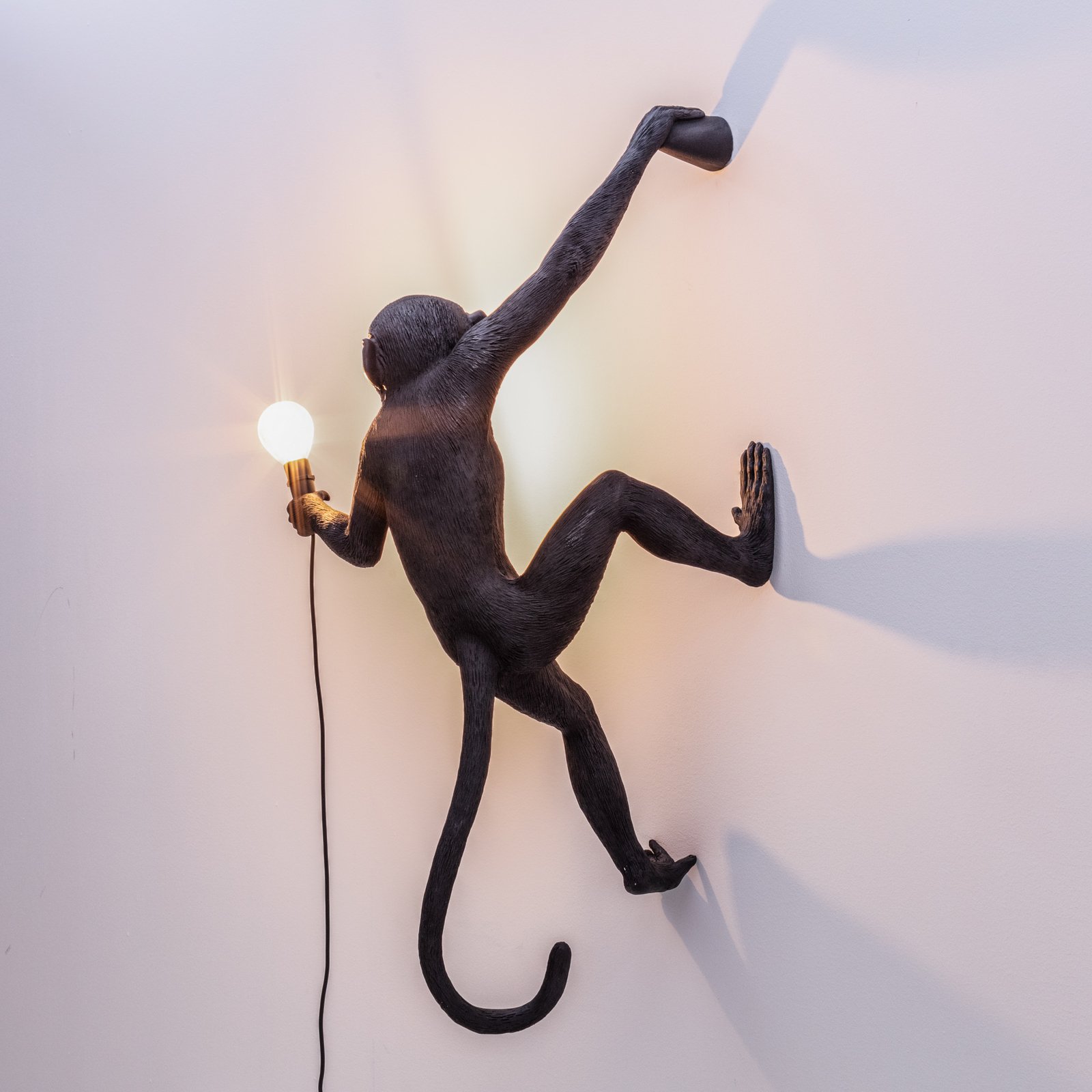 Monkey Hanging Buiten Wandlamp Right Zwart - Seletti