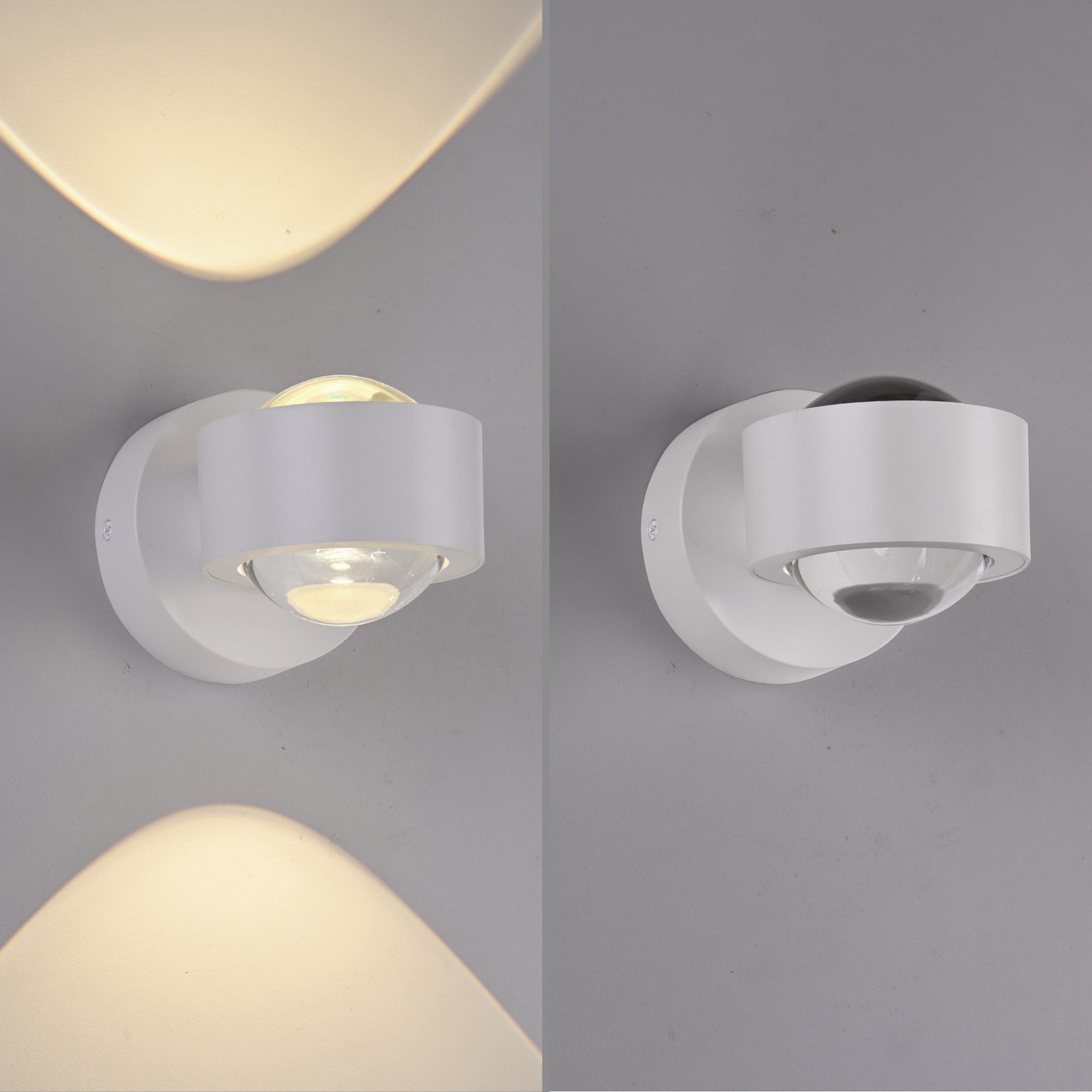 JUST LIGHT. LED wandlamp op accu Chia, wit, ijzer, 3.000 K
