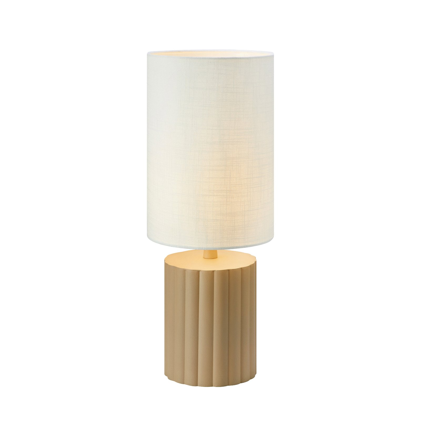 Can bordlampe, hvit/beige, høyde 57 cm, keramikk, tekstil