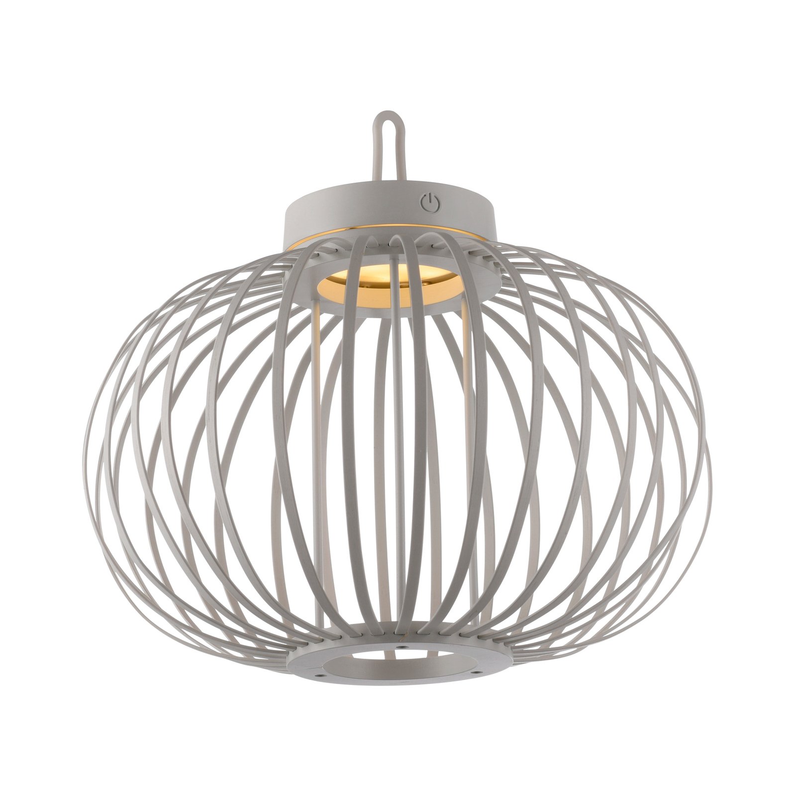 JUST LIGHT. LED-Akku-Tischlampe Akuba grau-beige 33cm Bambus