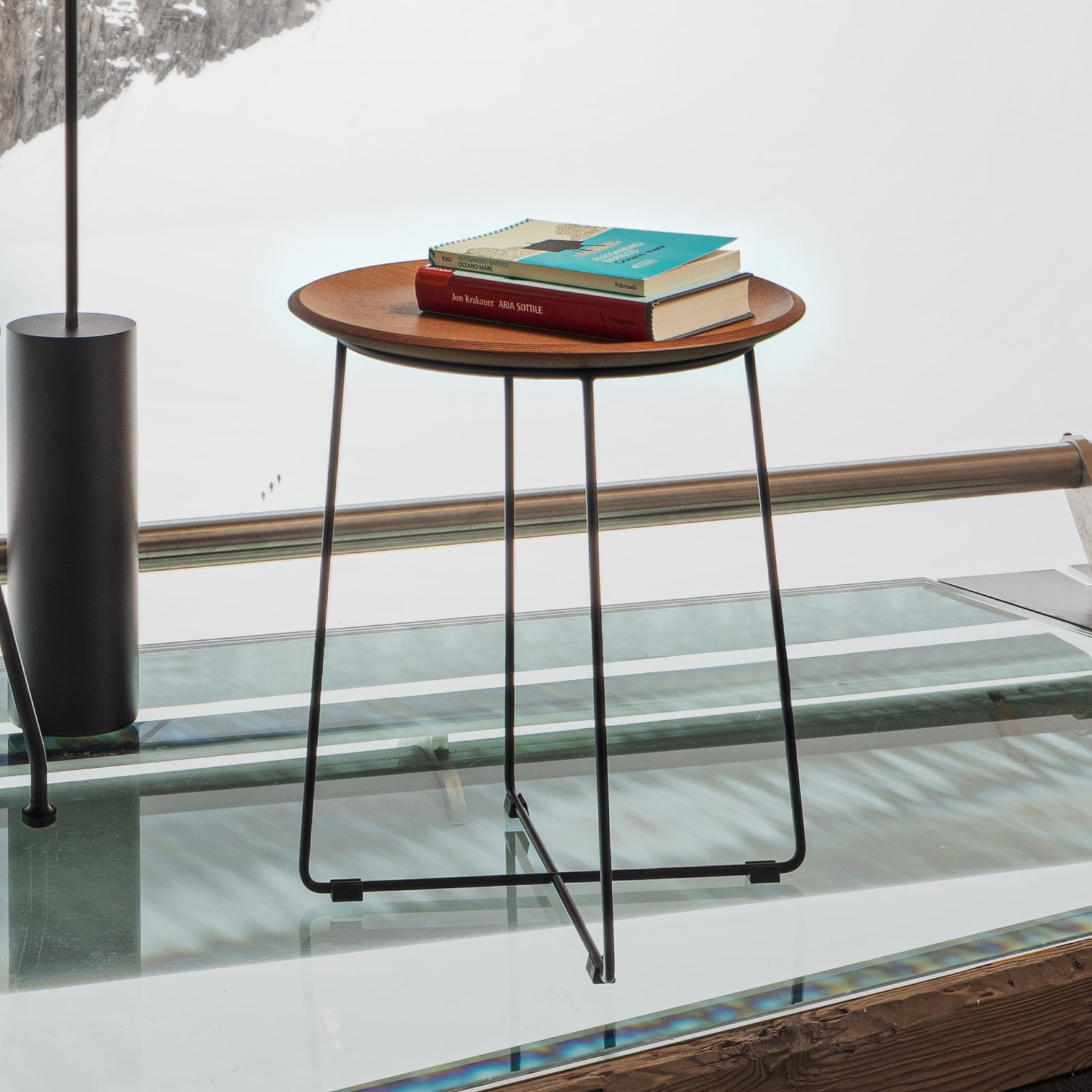 Al Wood table, dark ash/black, 46 cm, metal - Kartell