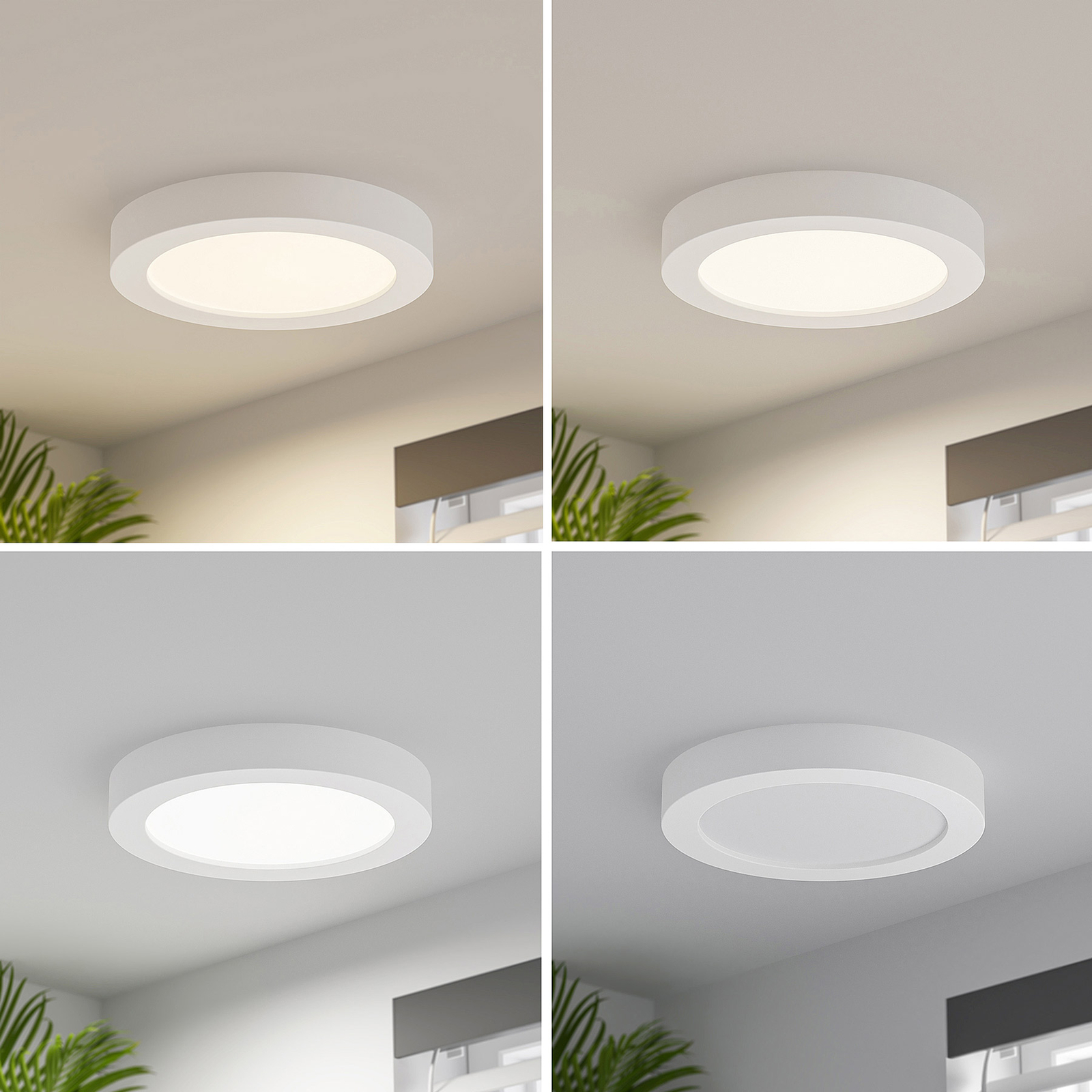 Prios LED ceiling light Edwina, white, 24.5 cm, dimmable