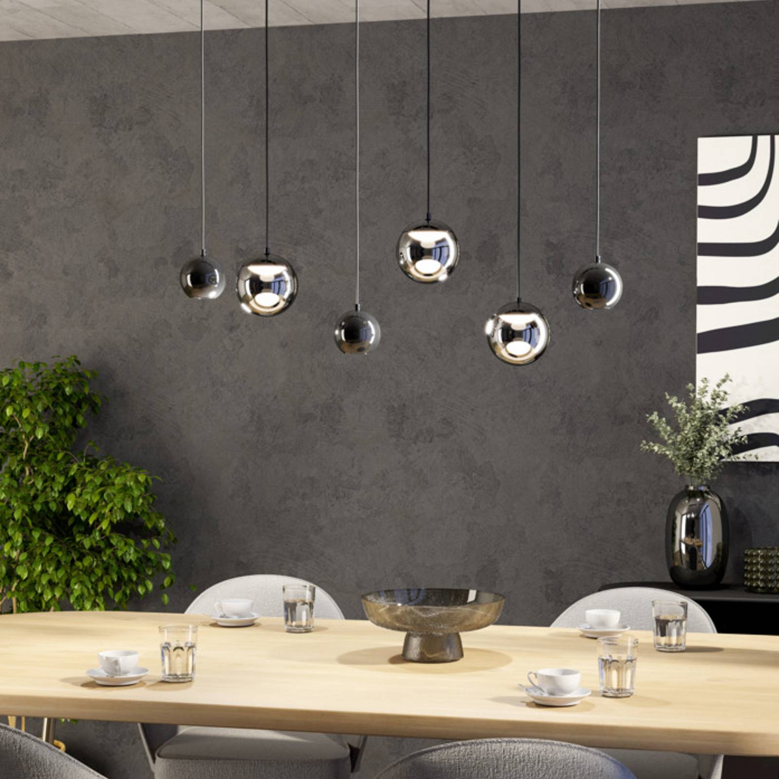 Stars of Light LED hanglamp ANORIAS, zwart, 100 cm, 6-lamps