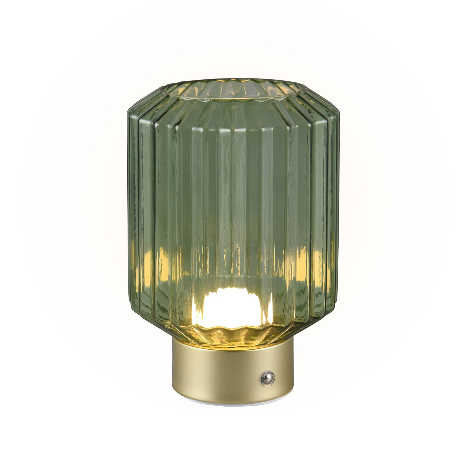 Lord LED uppladdningsbar bordslampa, mässing/grön, höjd 19,5 cm, glas