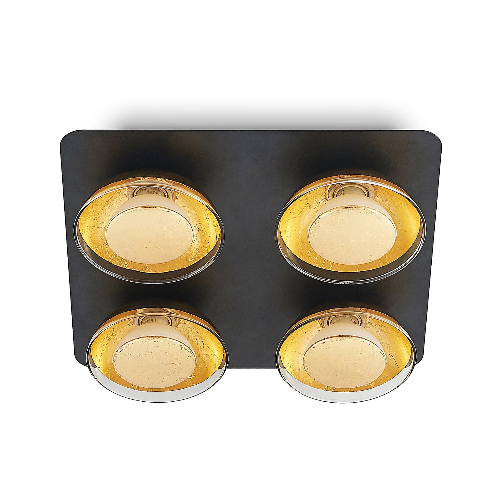 Lindby Erin LED plafondlamp zwart/goud 4-lamps