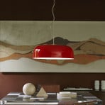 Oluce LED hanglamp Canopy, Ø 90 cm, rood, aluminium