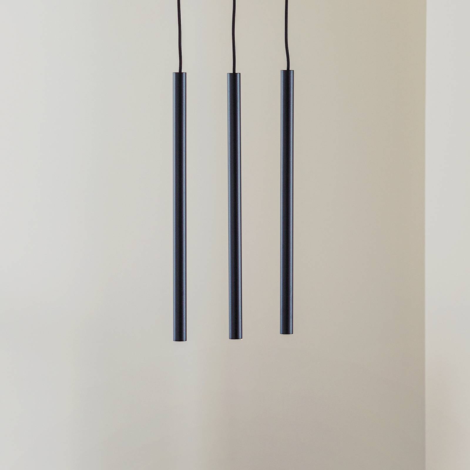 Lampa wisząca Thin, czarna, 3-punktowa, liniowa