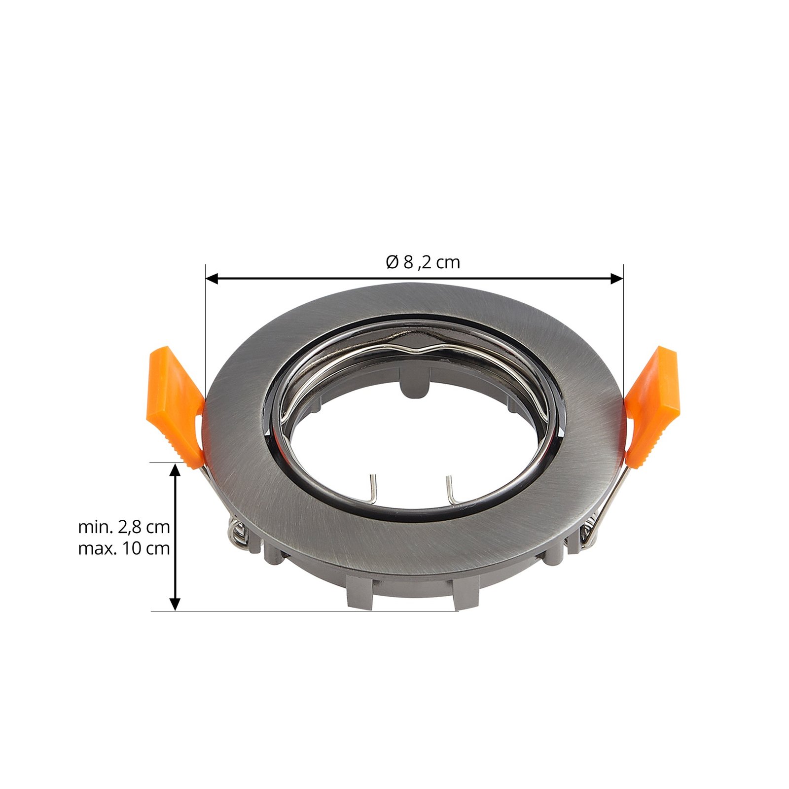 Prios plafond inbouwlamp Fibur, donkergrijs, aluminium, Ø 8,2 cm