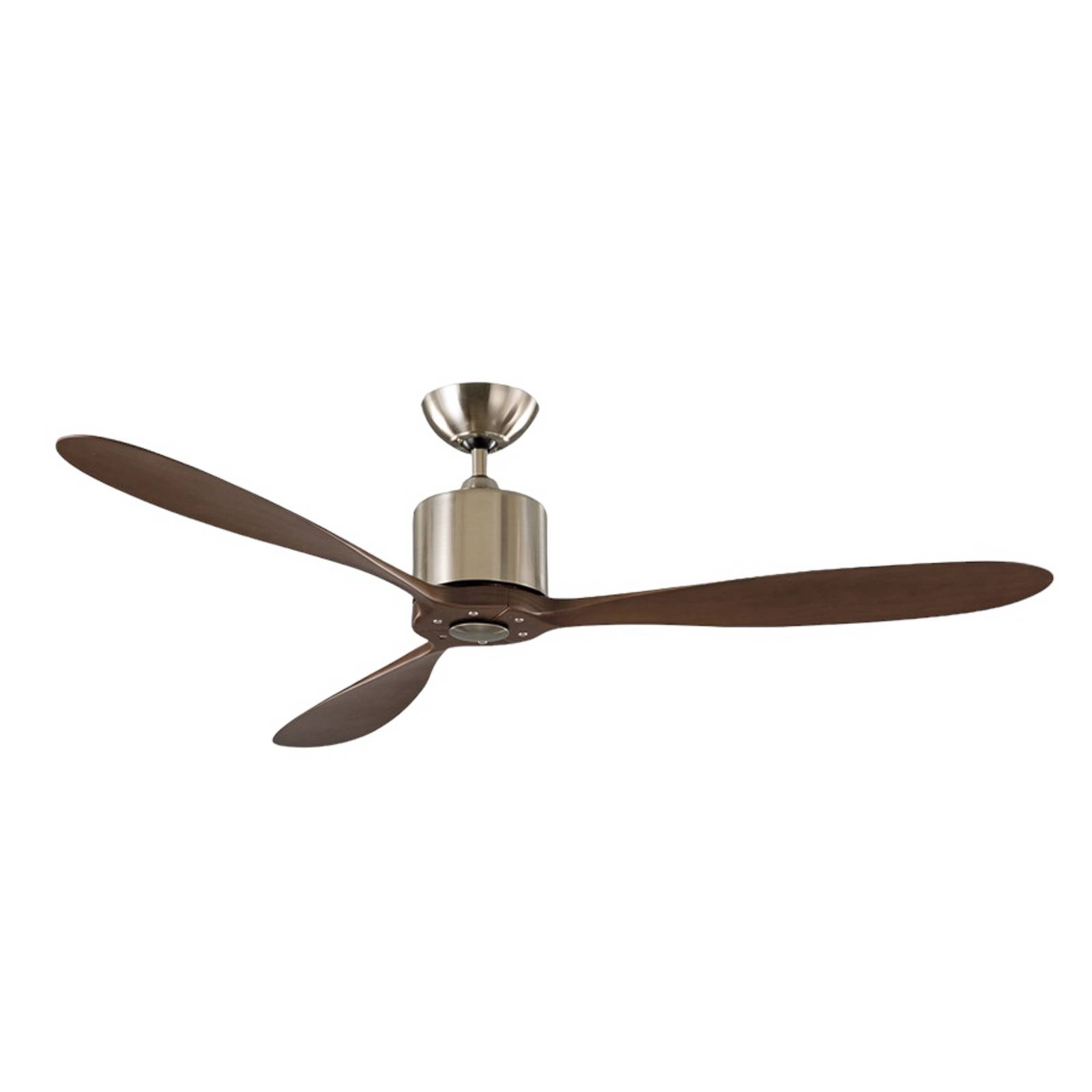 CasaFan Aeroplan Eco plafondventilator, chroom, notenboom voor woonkamer / eettafel - modern - hout donker