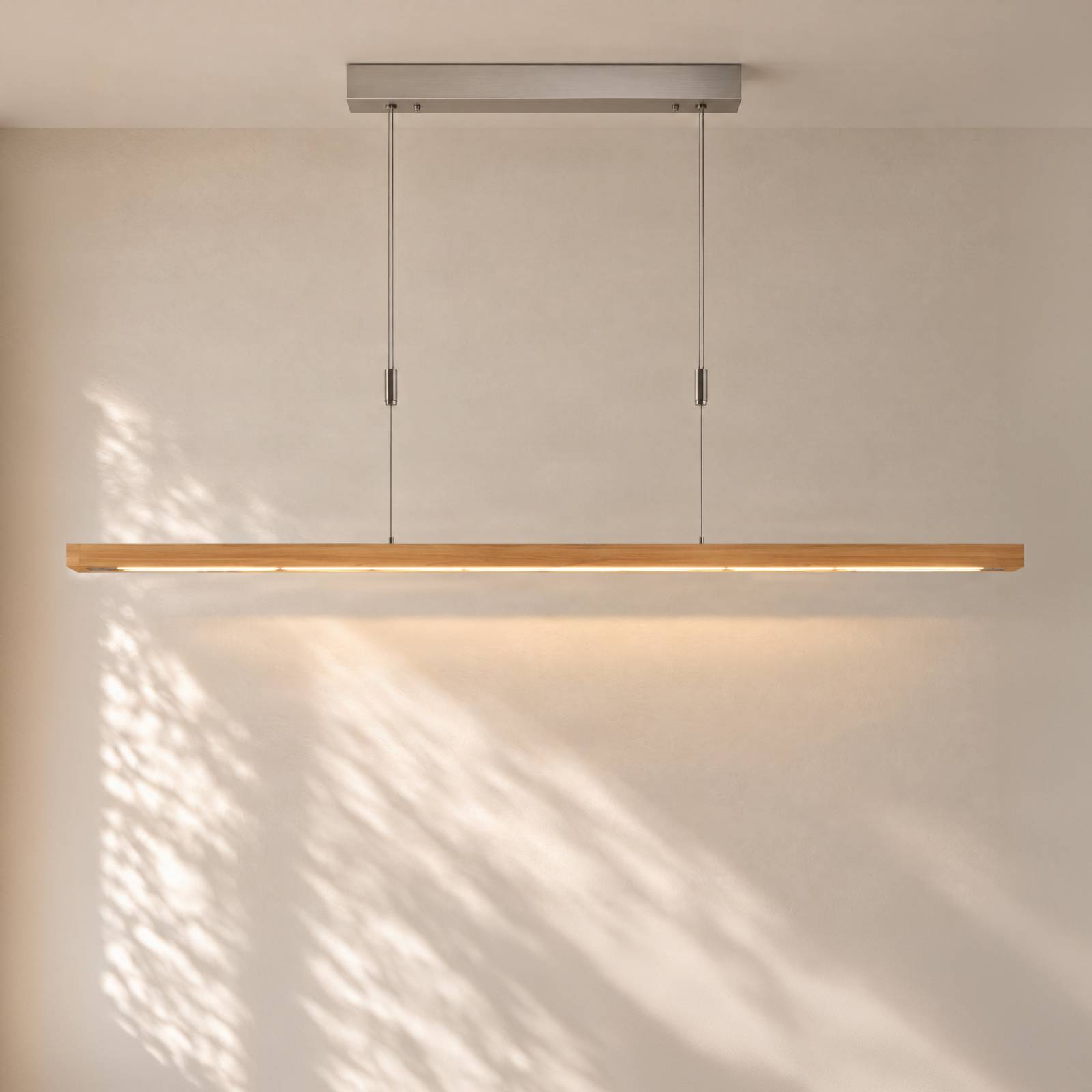 Quitani LED-pendellampe Nora, eik natur, lengde 158 cm