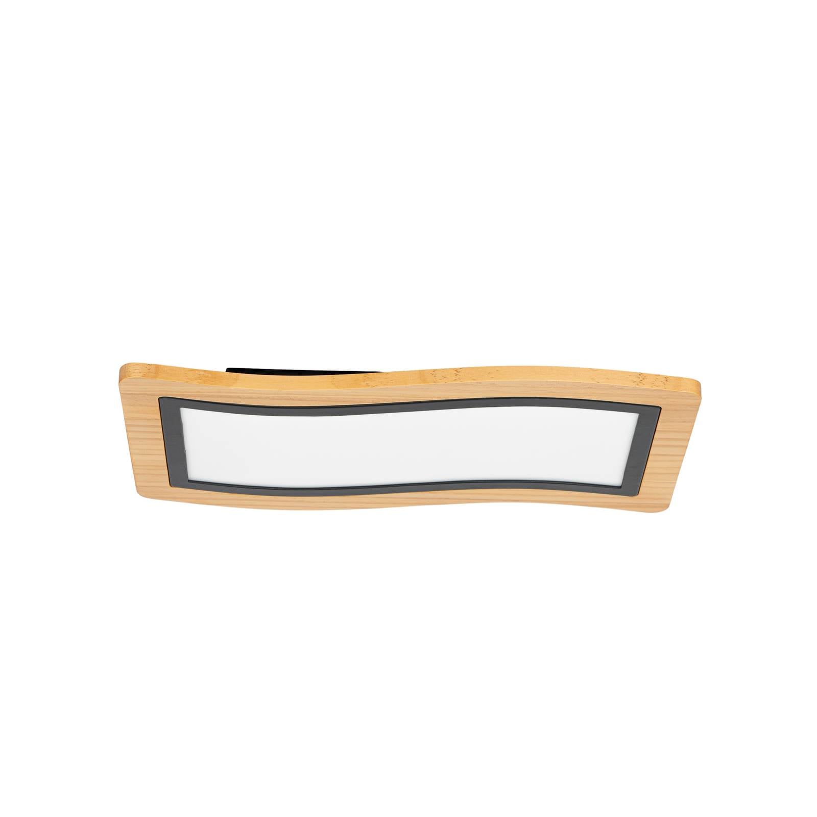 Lucande LED-Deckenleuchte Joren, 46 cm lang, Holz, 3.000 K