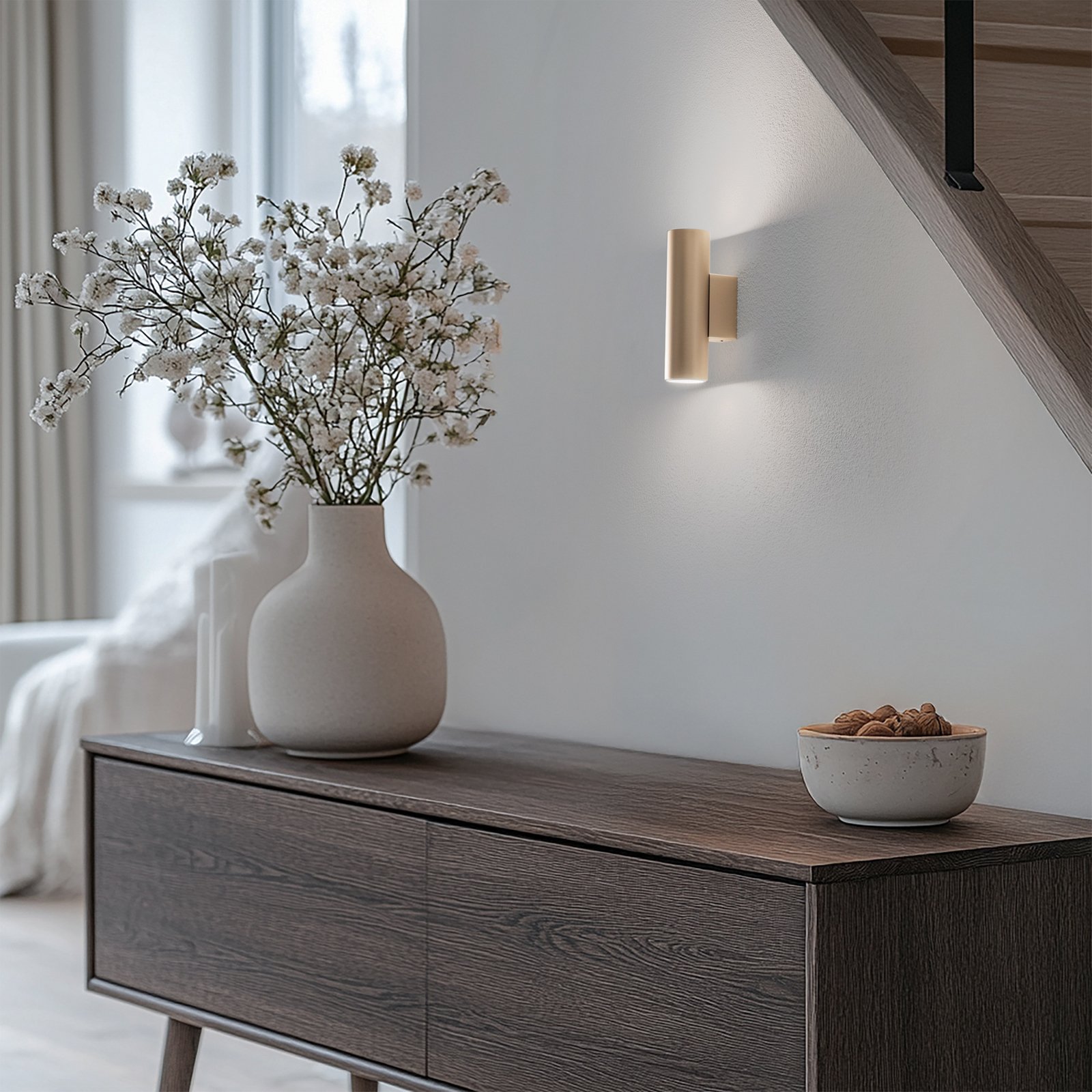 Marion Plus wall light, gold, GU10, steel, height 18 cm