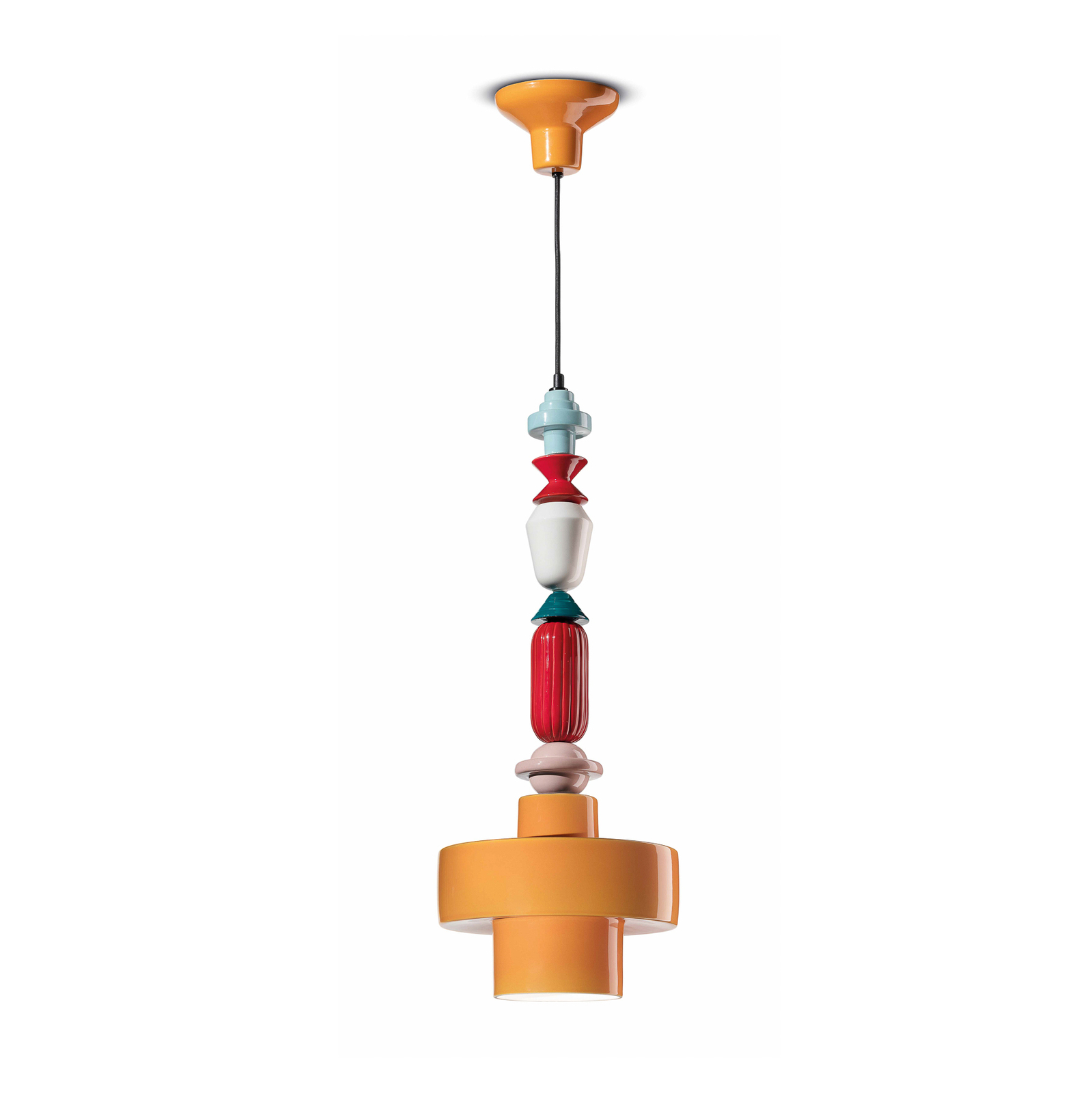 Lariat pendant light, ceramic elements, height 74 cm