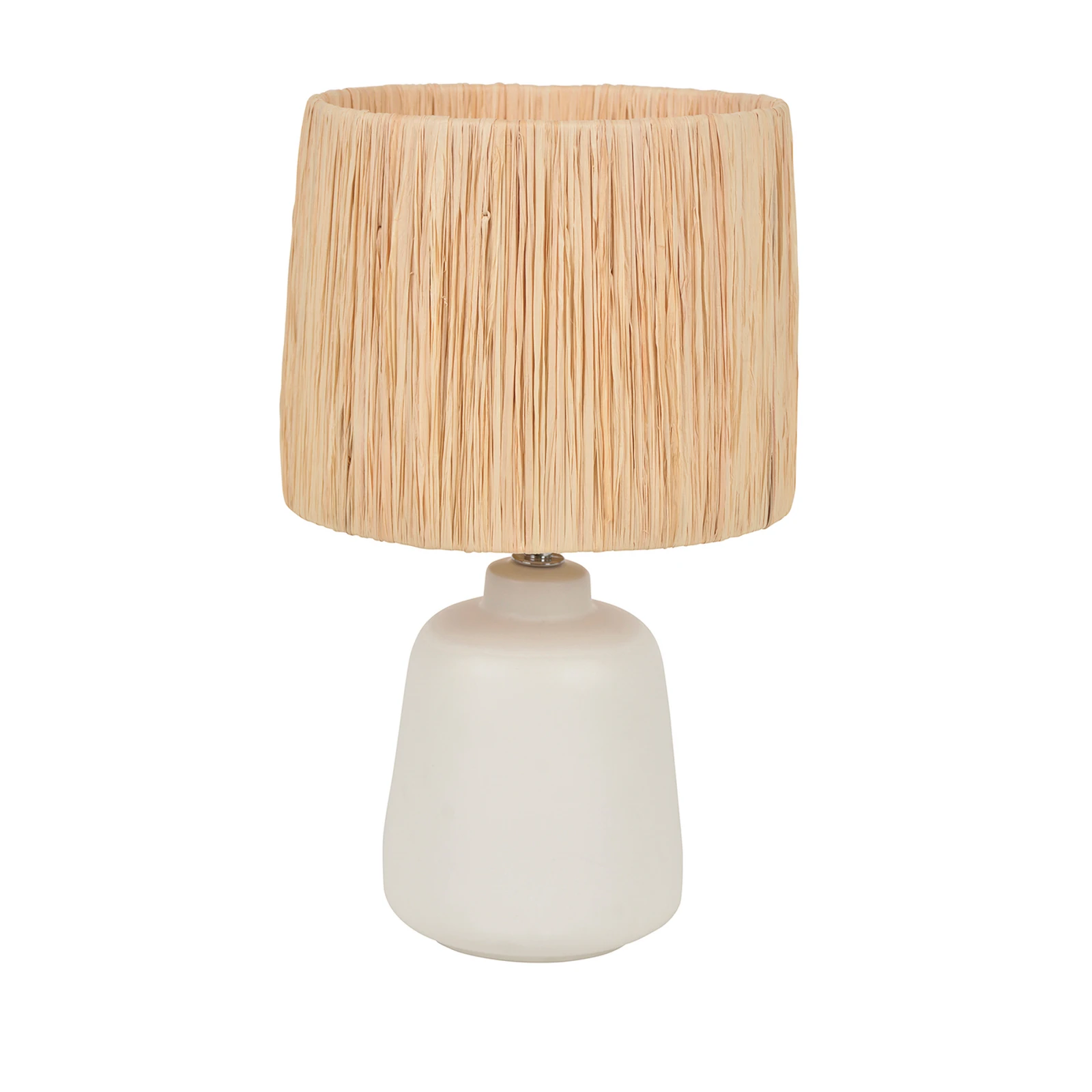 Stolová lampa Paros, biela/prírodná, výška 34 cm, ratan/keramika