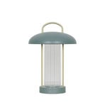 LED-batteridrevet bordlampe Mirano, højde 29 cm, støvgrøn, metal